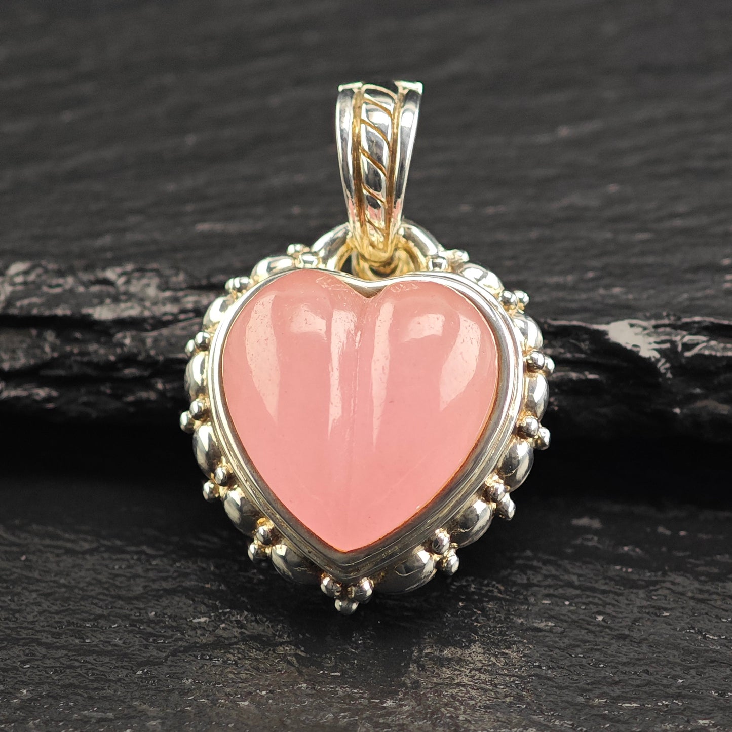Vintage Judith Ripka Chalcedony Heart Sterling Silver Pendant P2470