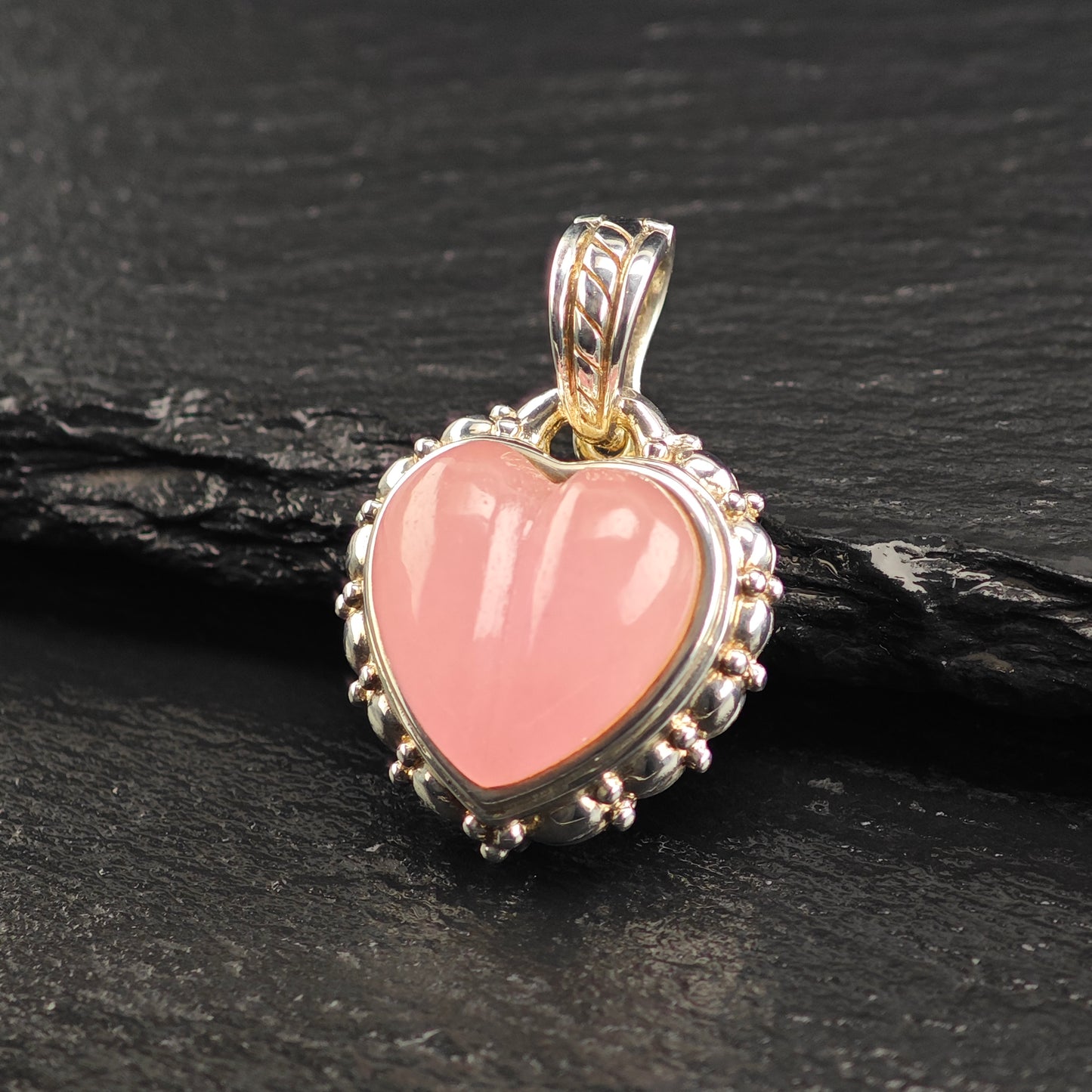 Vintage Judith Ripka Chalcedony Heart Sterling Silver Pendant P2470