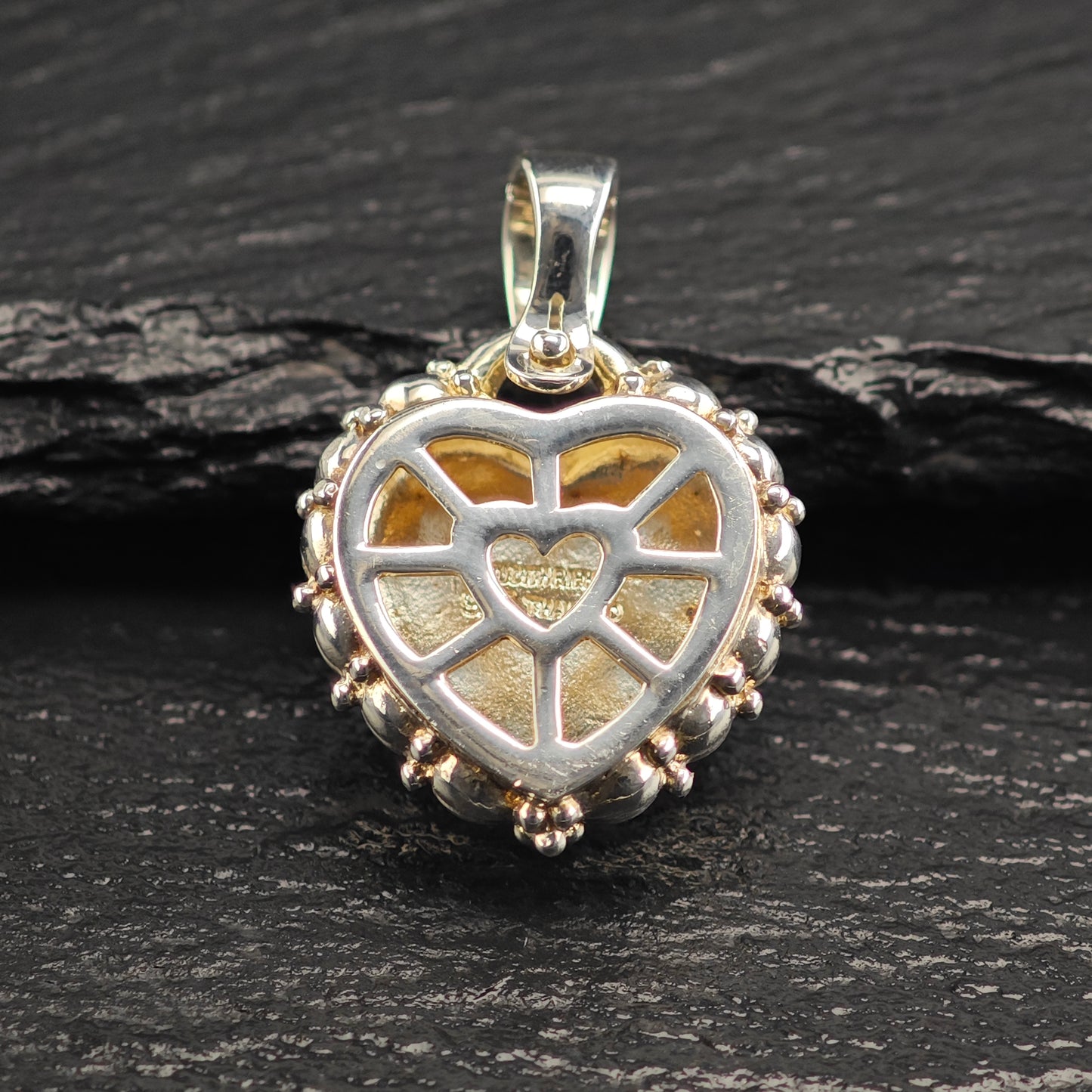 Vintage Judith Ripka Chalcedony Heart Sterling Silver Pendant P2470