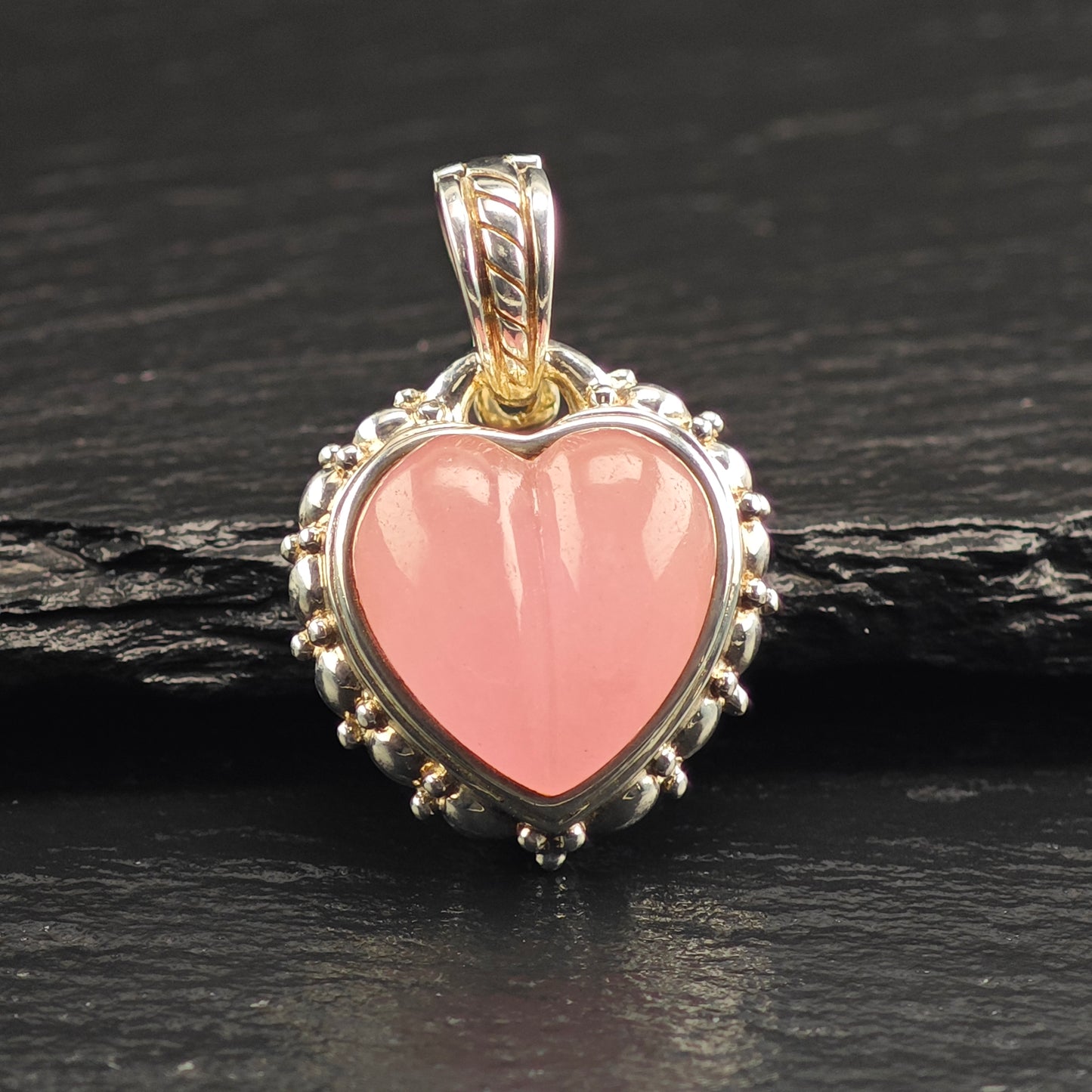 Vintage Judith Ripka Chalcedony Heart Sterling Silver Pendant P2470