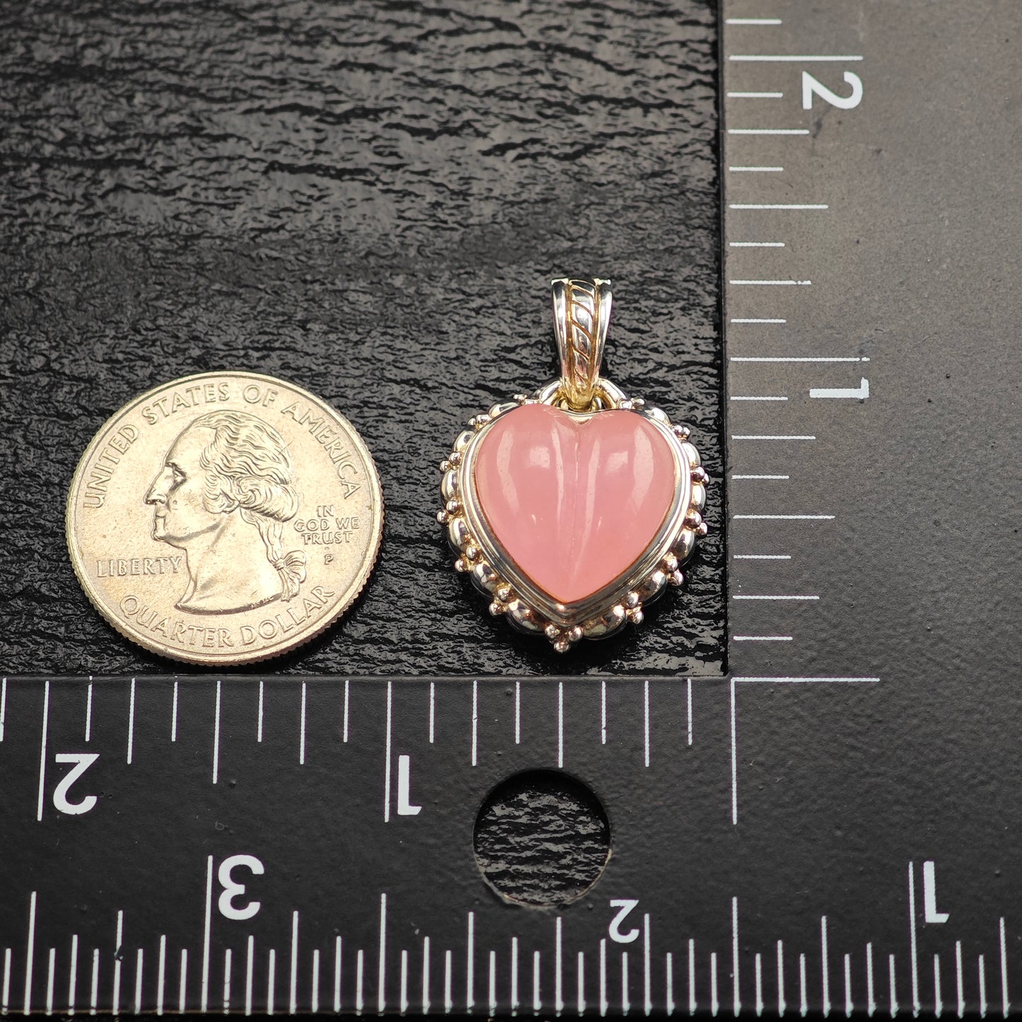 Vintage Judith Ripka Chalcedony Heart Sterling Silver Pendant P2470