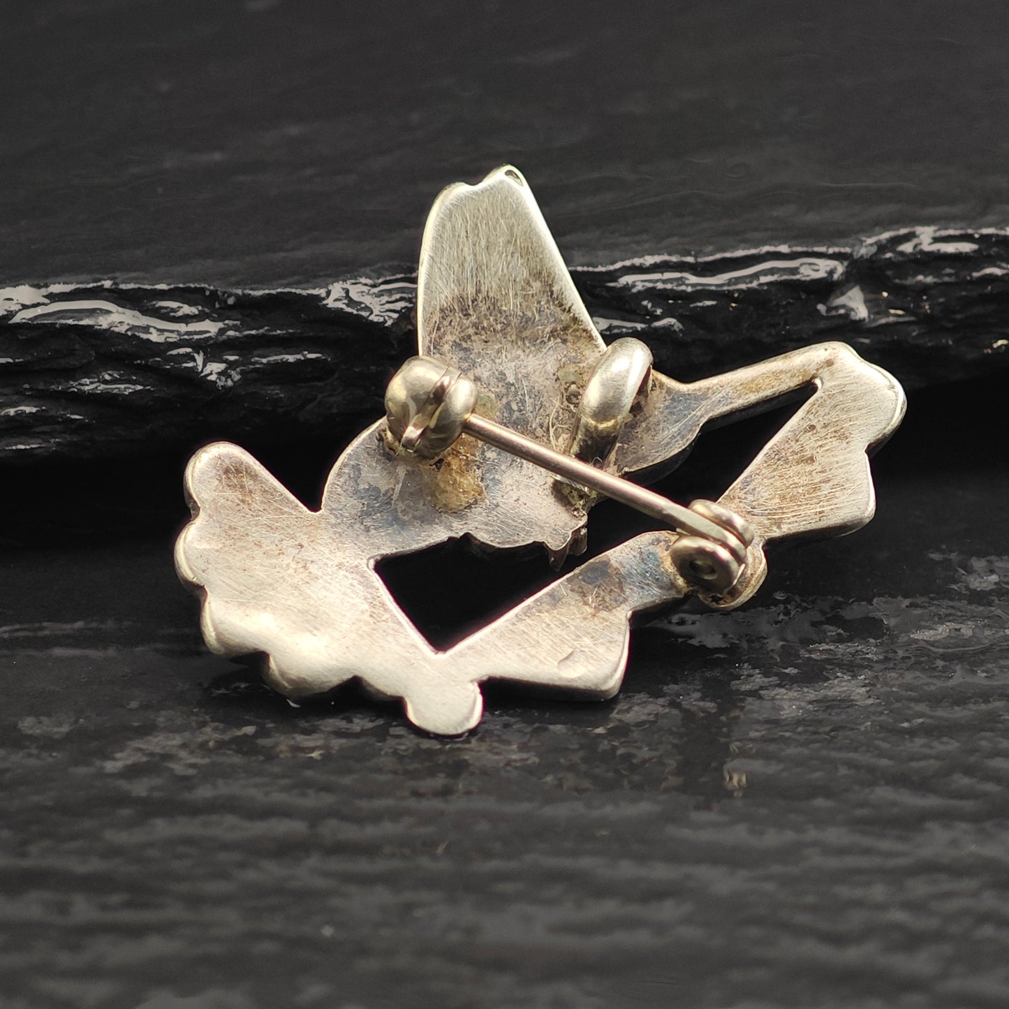 Zuni Bird Inlay MOP Turquoise Coral Sterling Silver Brooch Pendant B2177