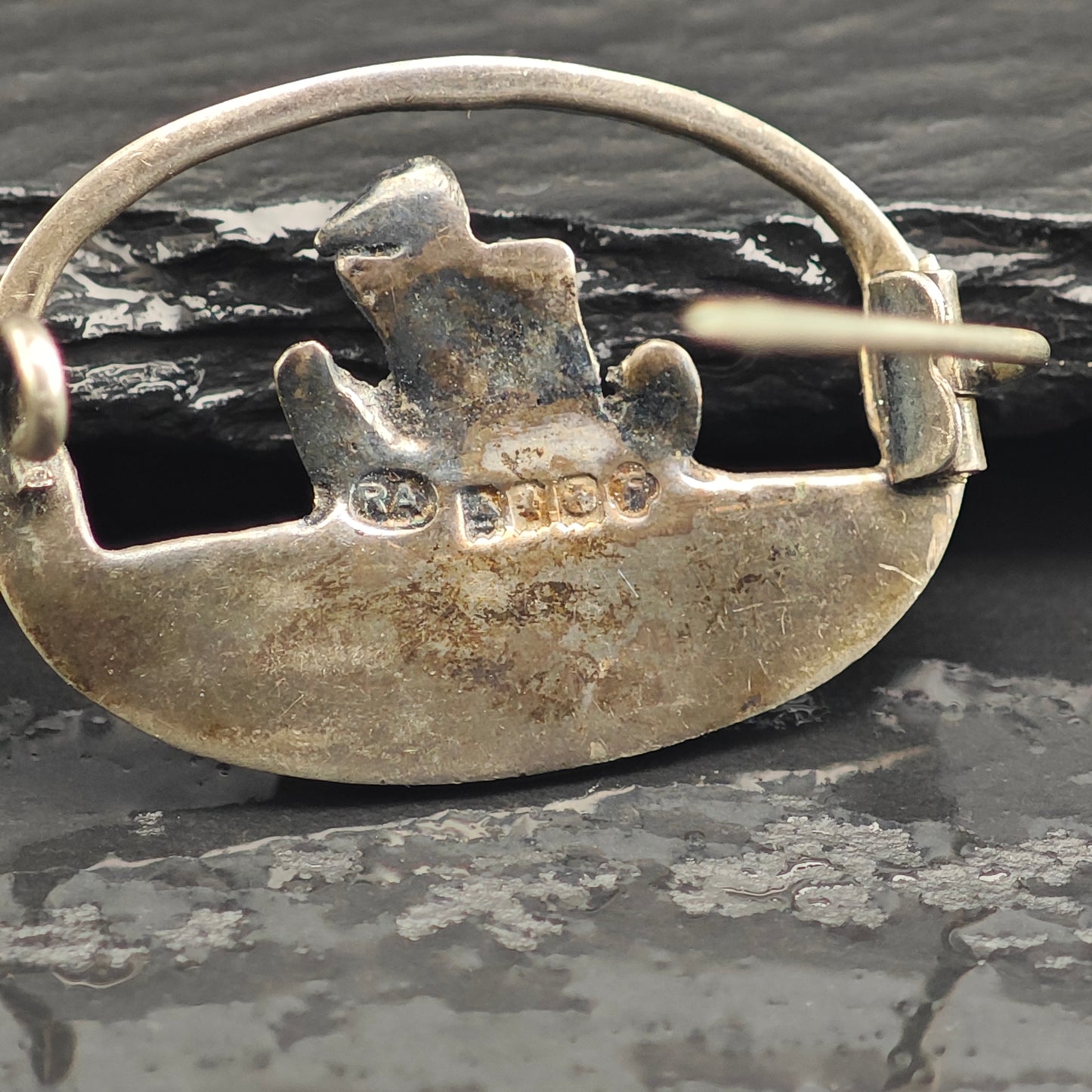 Antique 1921 Irish Viking Boat Sterling Silver Brooch B21800