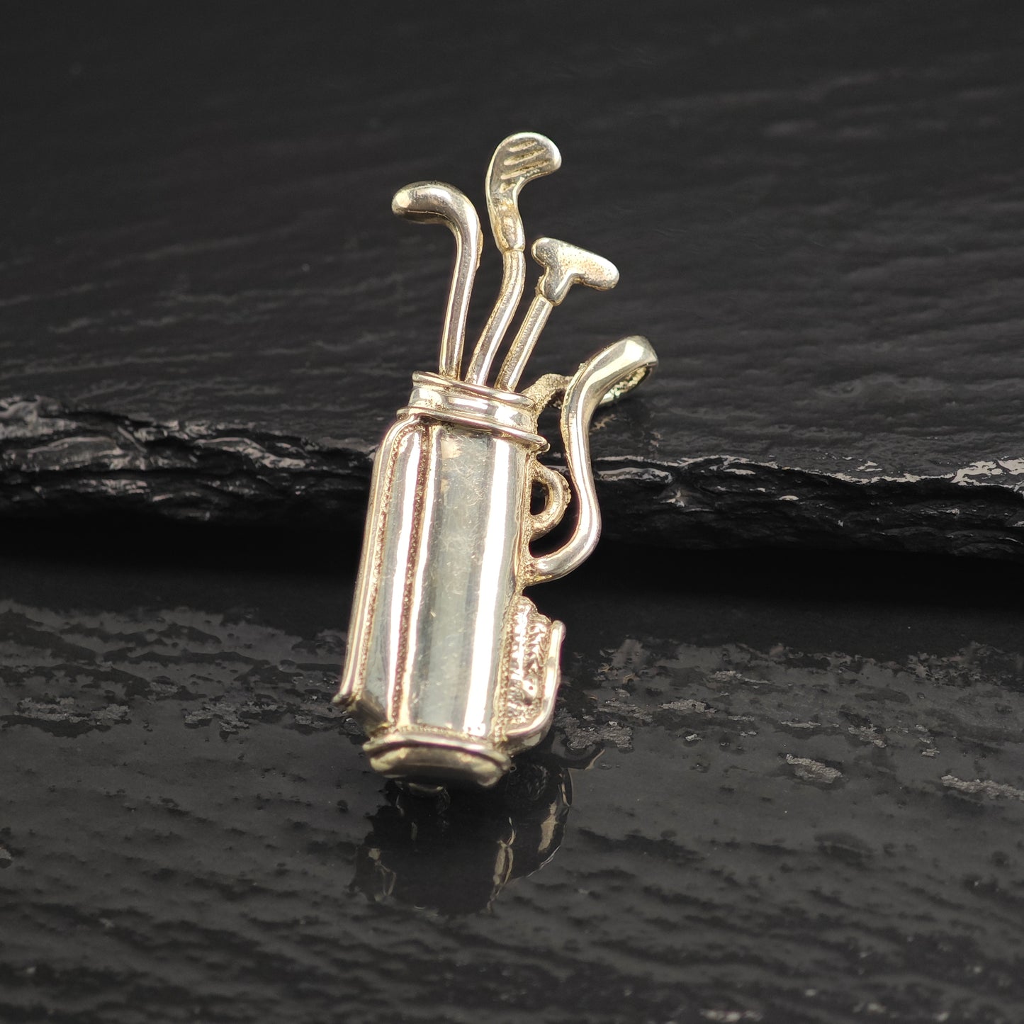 Golf Clubs and Bag Sterling Silver Brooch Pendant B2181