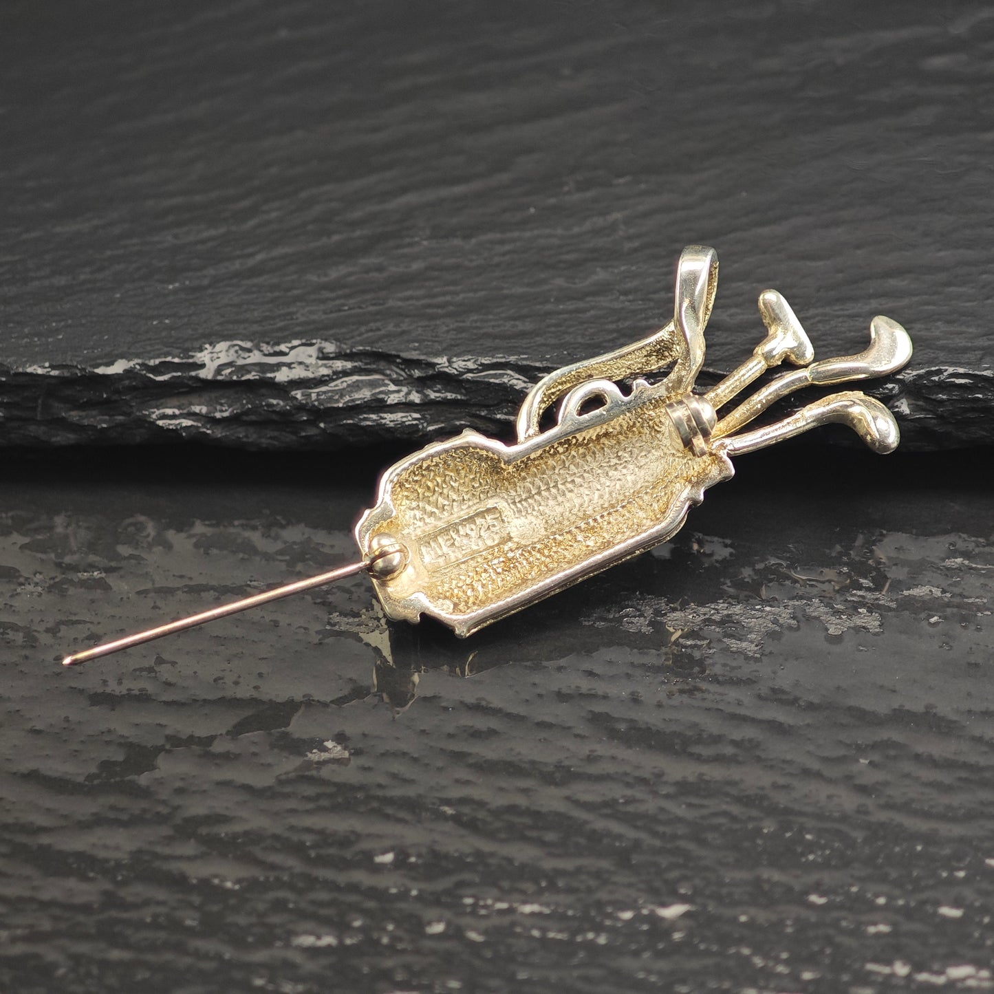 Golf Clubs and Bag Sterling Silver Brooch Pendant B2181