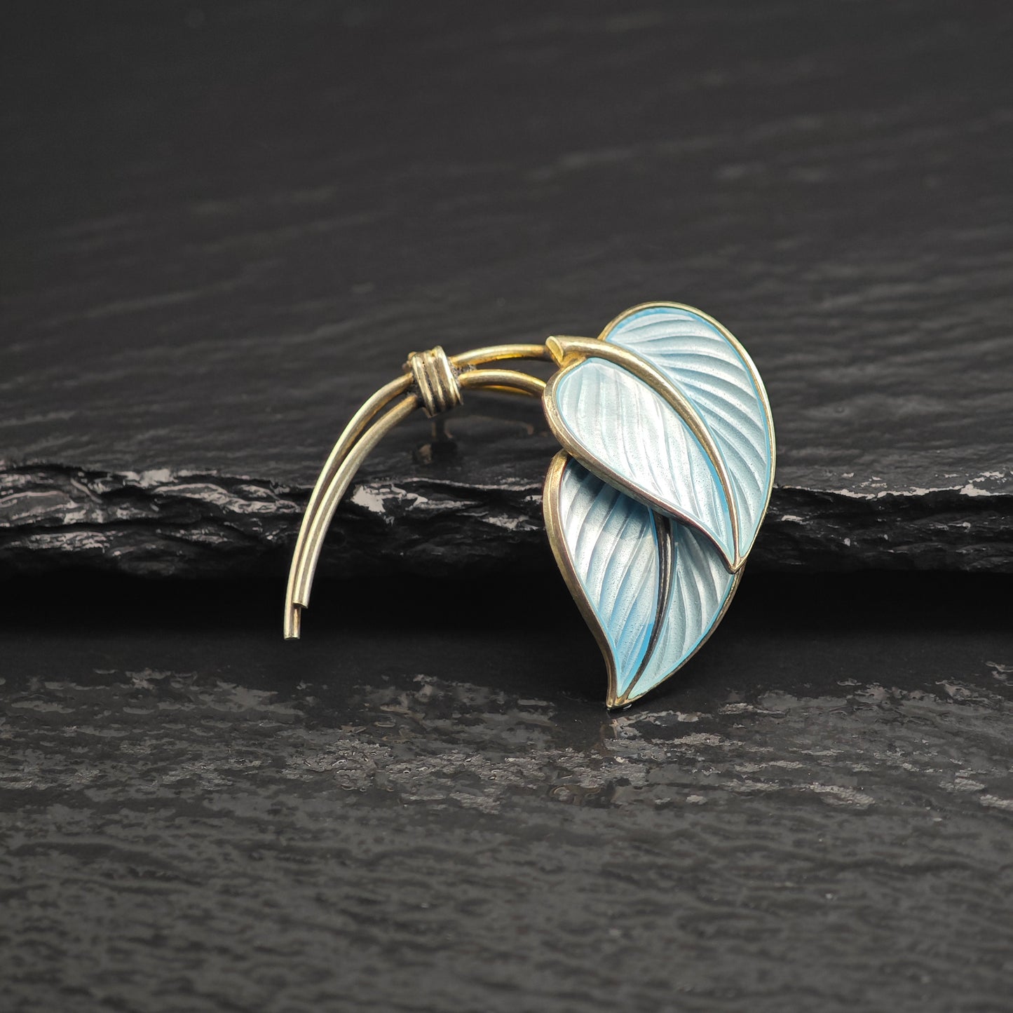 Norway Enamel Leaf Sterling Silver Brooch B2182