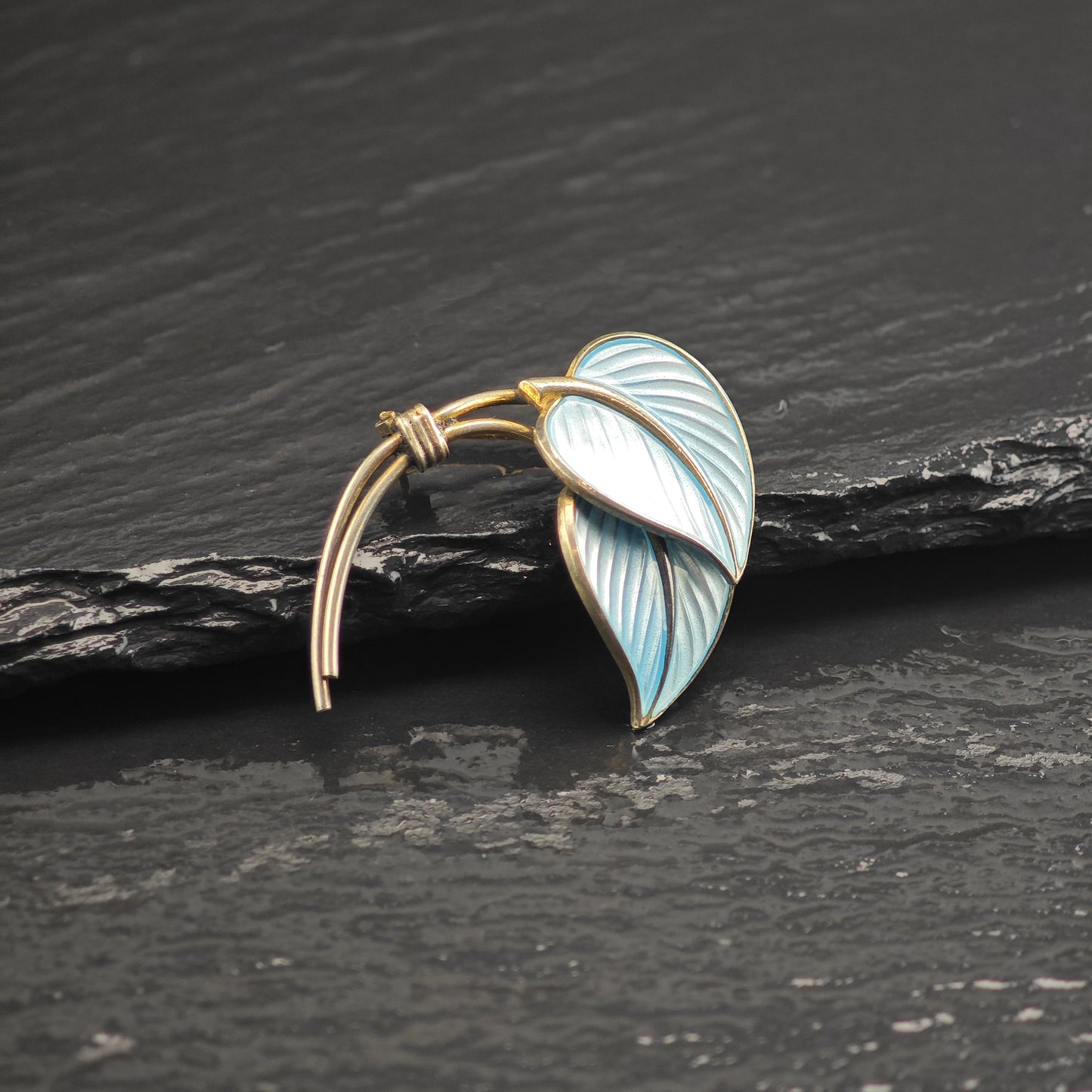 Norway Enamel Leaf Sterling Silver Brooch B2182