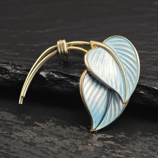Norway Enamel Leaf Sterling Silver Brooch B2182