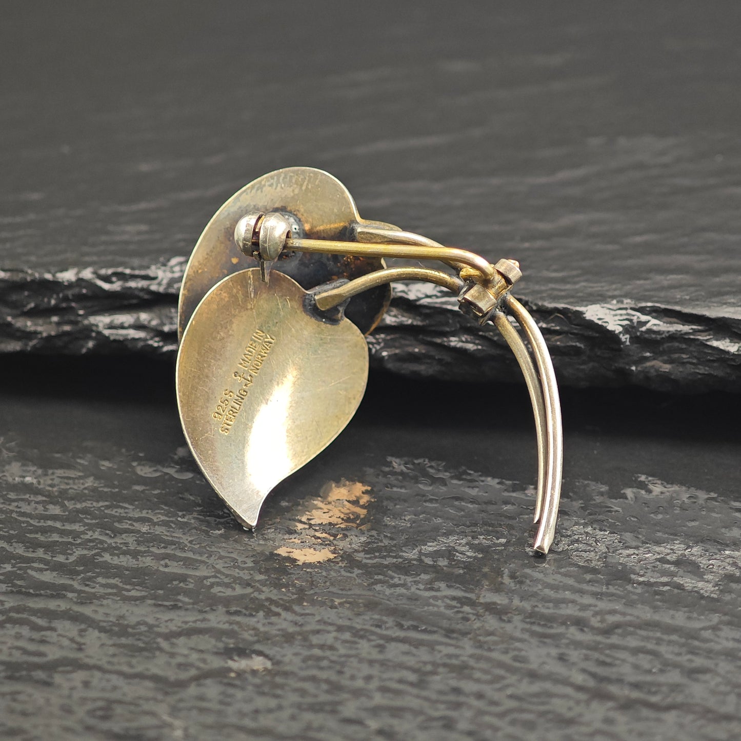 Norway Enamel Leaf Sterling Silver Brooch B2182