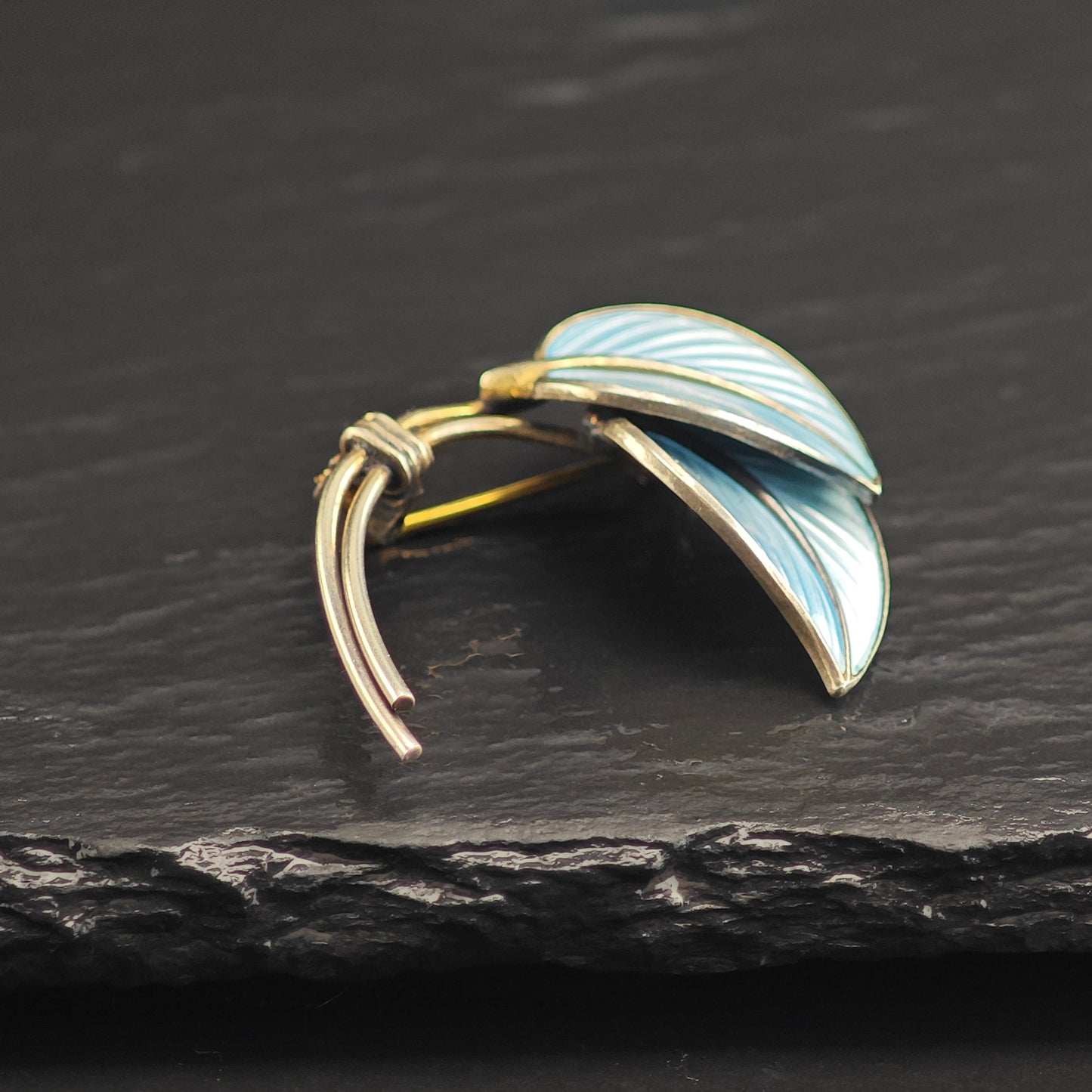 Norway Enamel Leaf Sterling Silver Brooch B2182