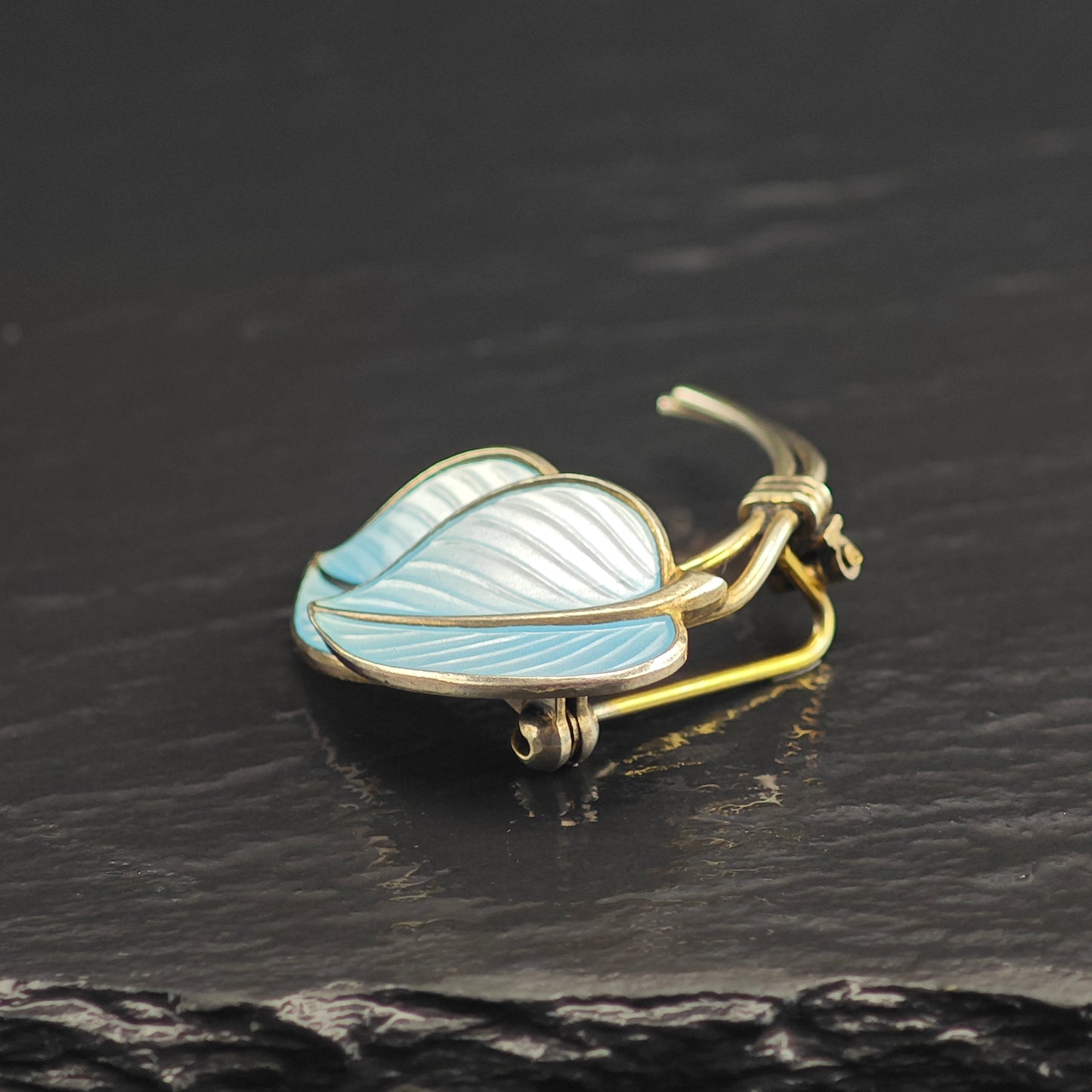 Norway Enamel Leaf Sterling Silver Brooch B2182