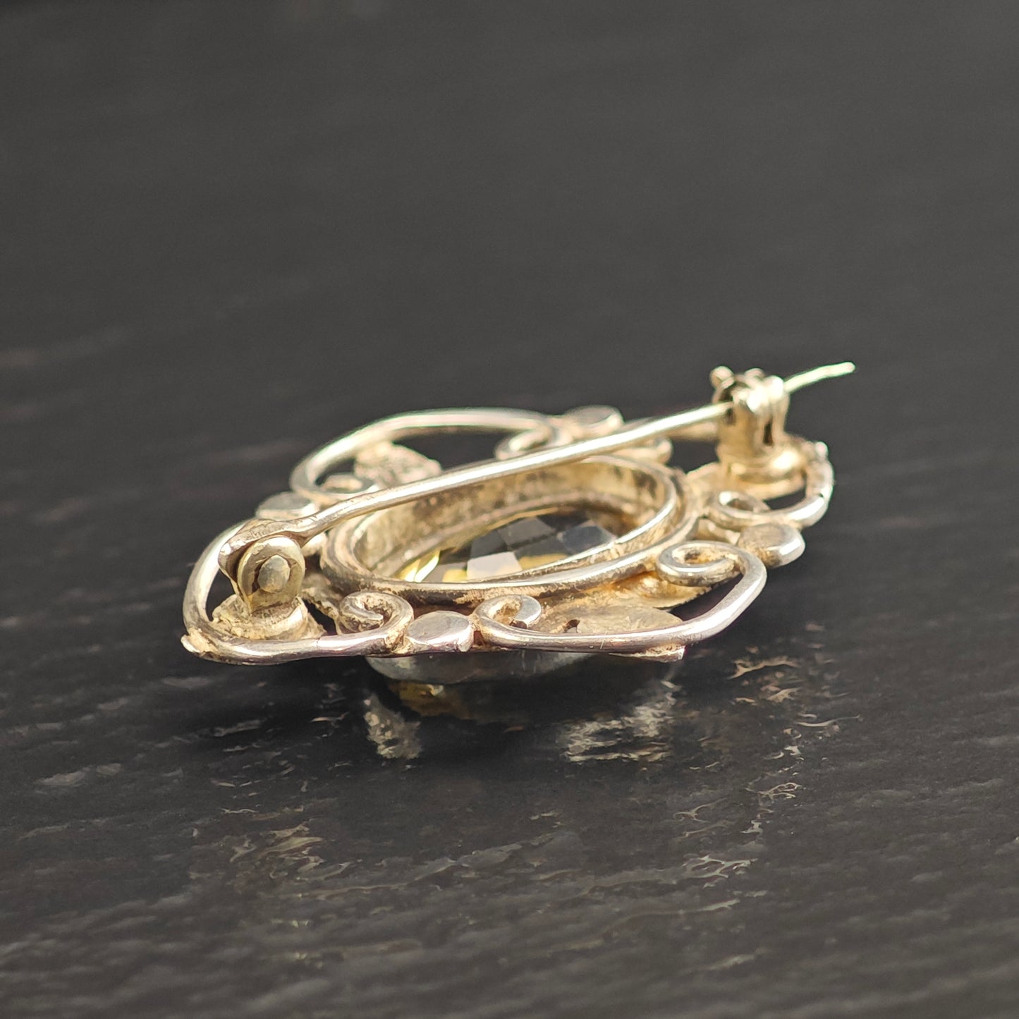 Yellow Floral Citrine Sterling Silver Brooch B2185