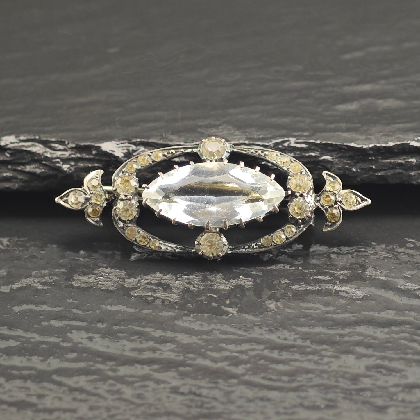 Victorian White Paste Sterling Silver Brooch B2186
