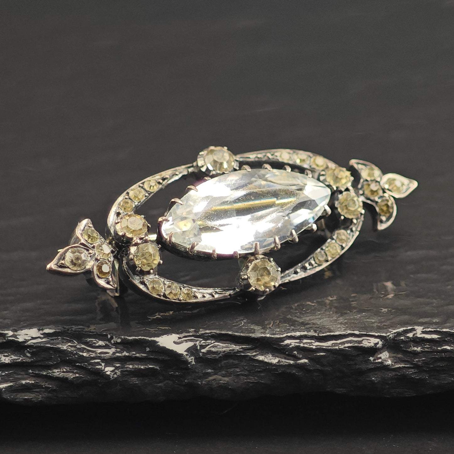 Victorian White Paste Sterling Silver Brooch B2186