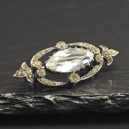 Victorian White Paste Sterling Silver Brooch B2186