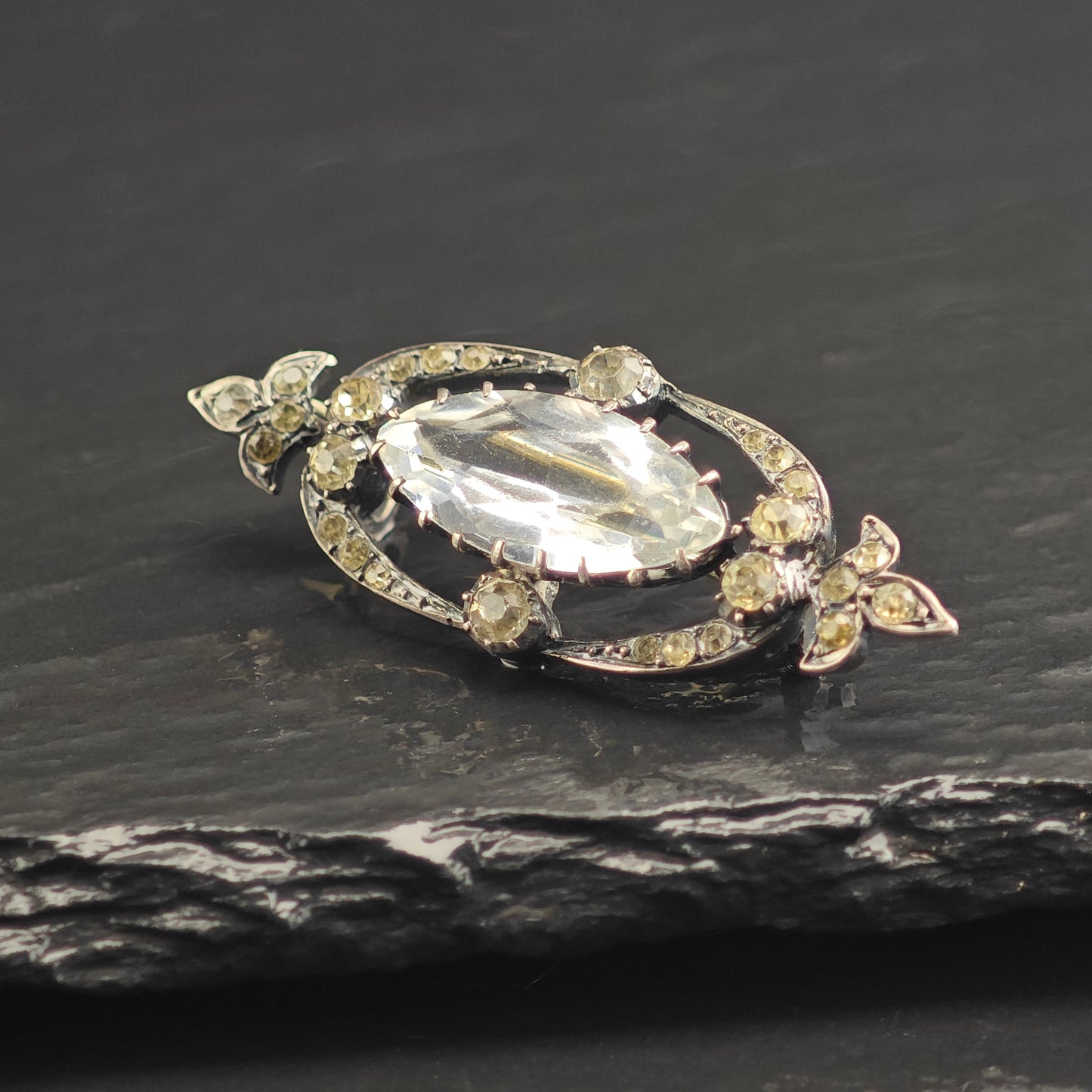 Victorian White Paste Sterling Silver Brooch B2186