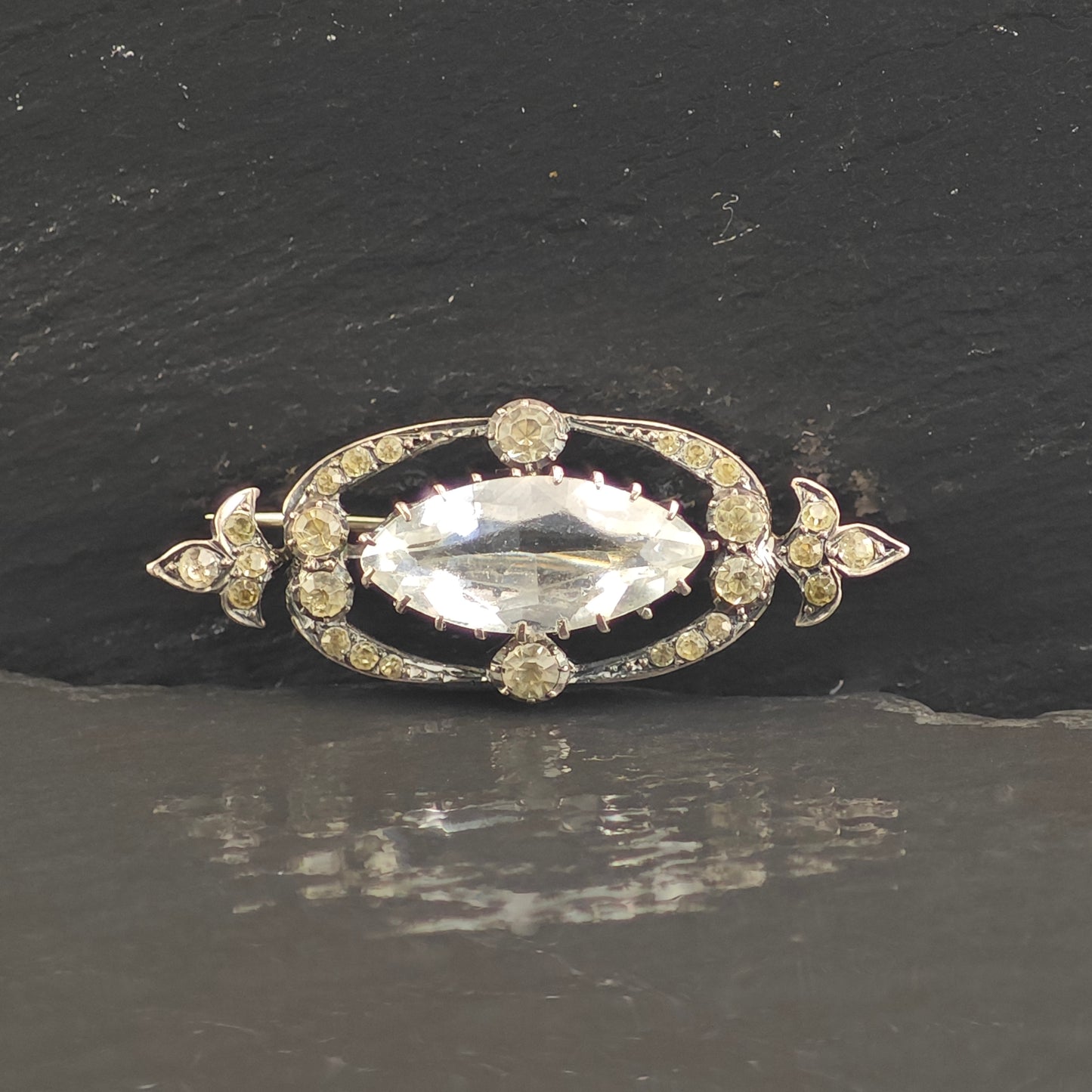 Victorian White Paste Sterling Silver Brooch B2186