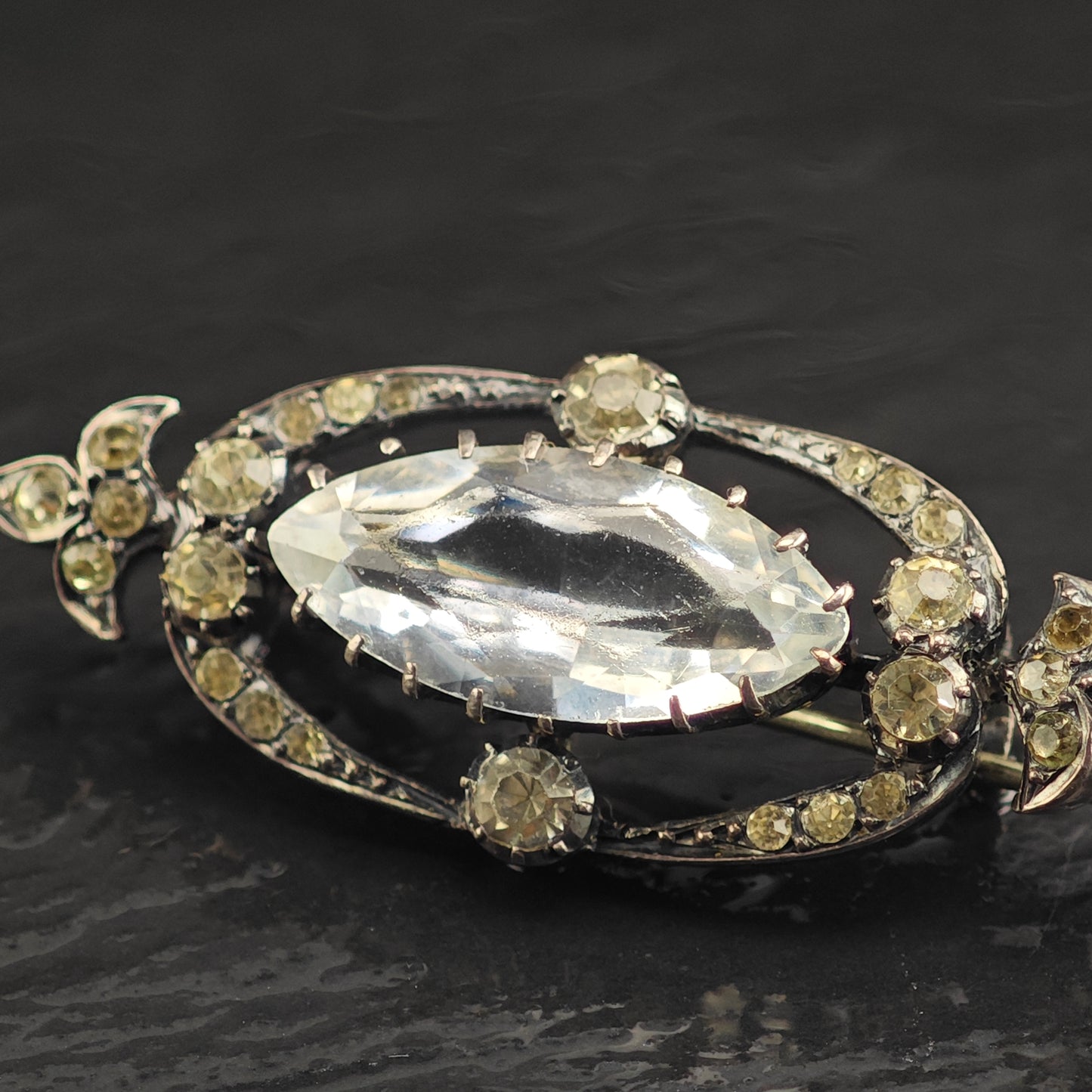 Victorian White Paste Sterling Silver Brooch B2186