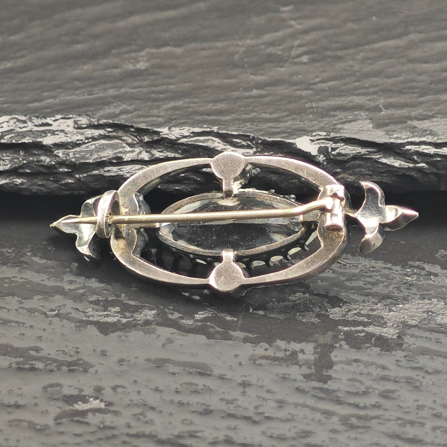 Victorian White Paste Sterling Silver Brooch B2186