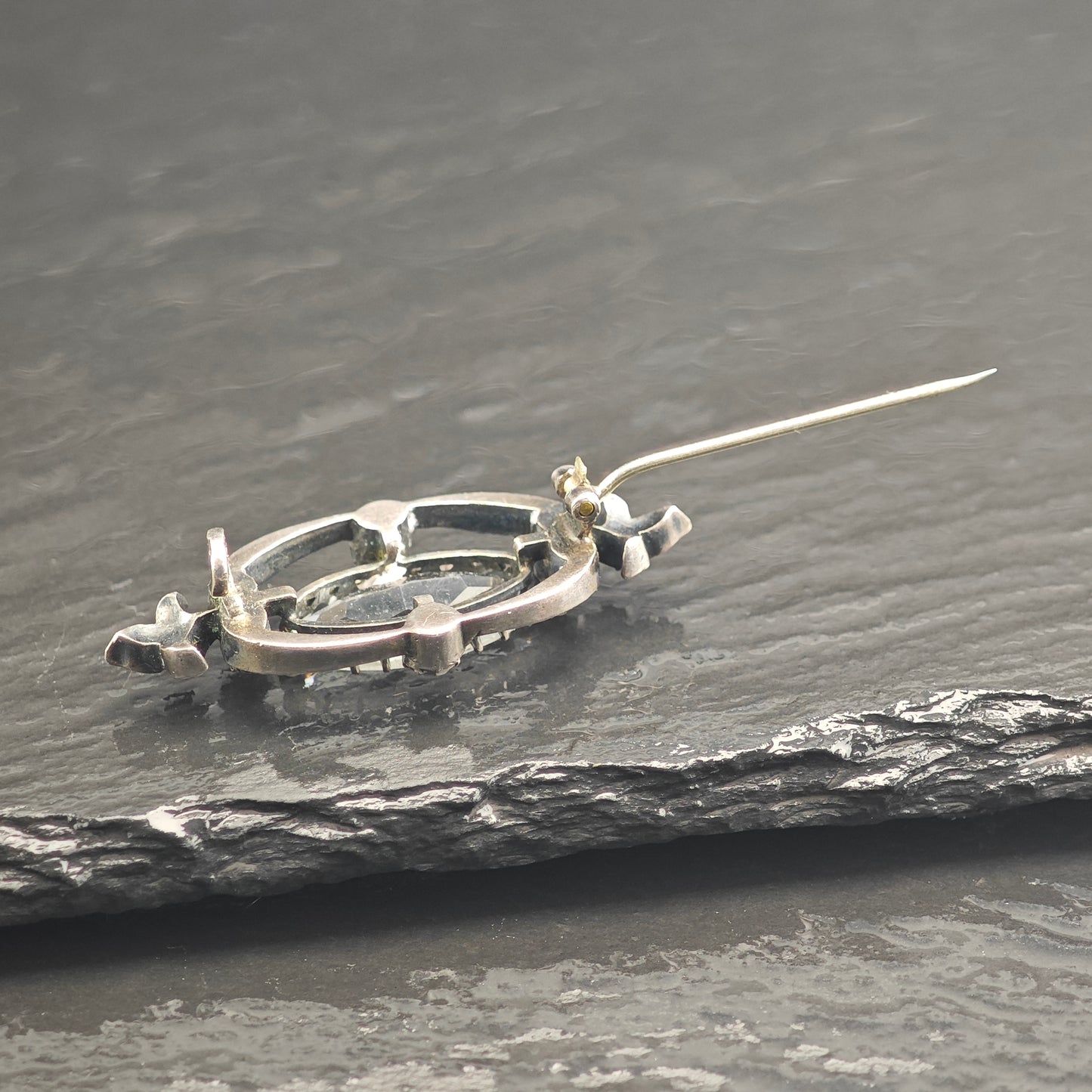 Victorian White Paste Sterling Silver Brooch B2186