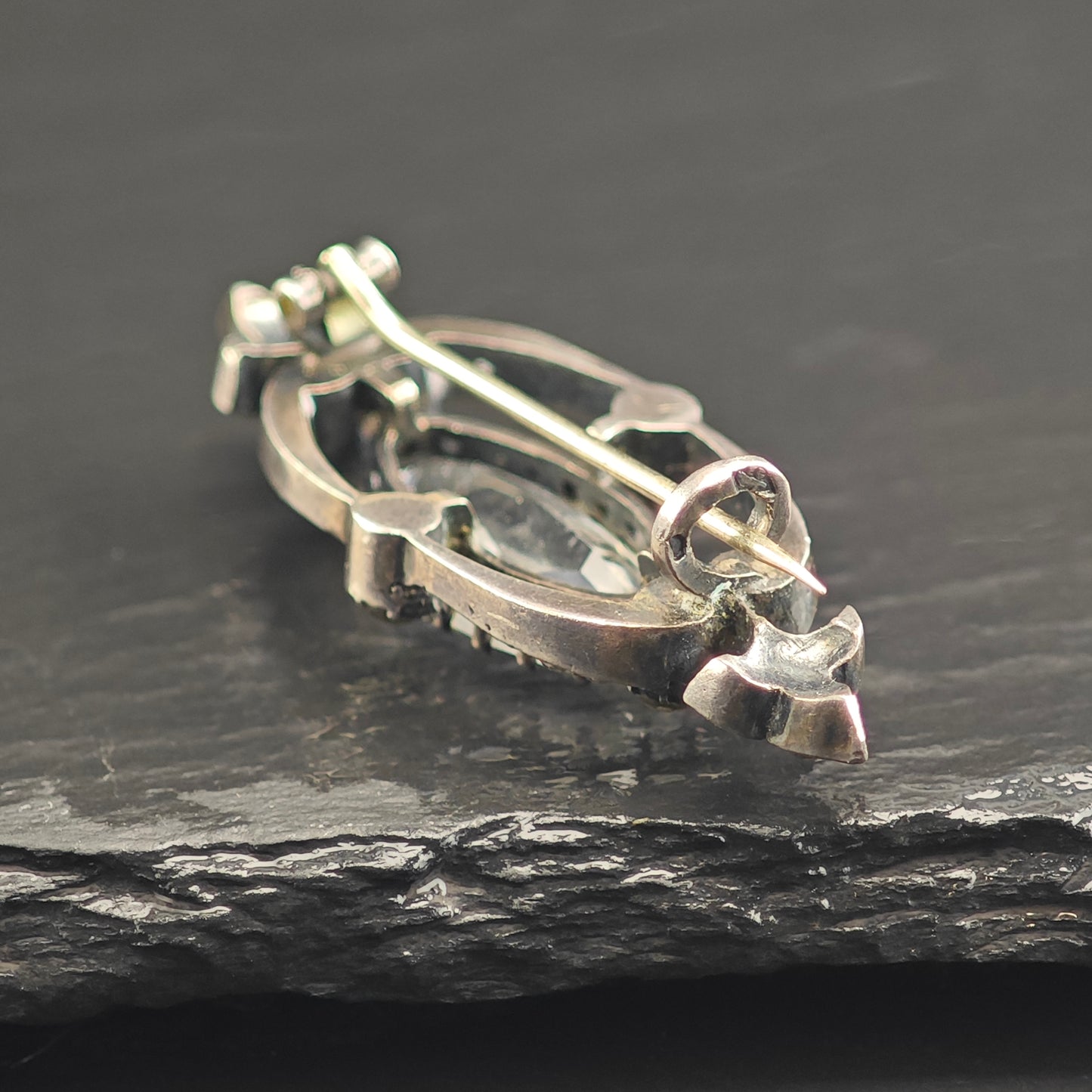 Victorian White Paste Sterling Silver Brooch B2186