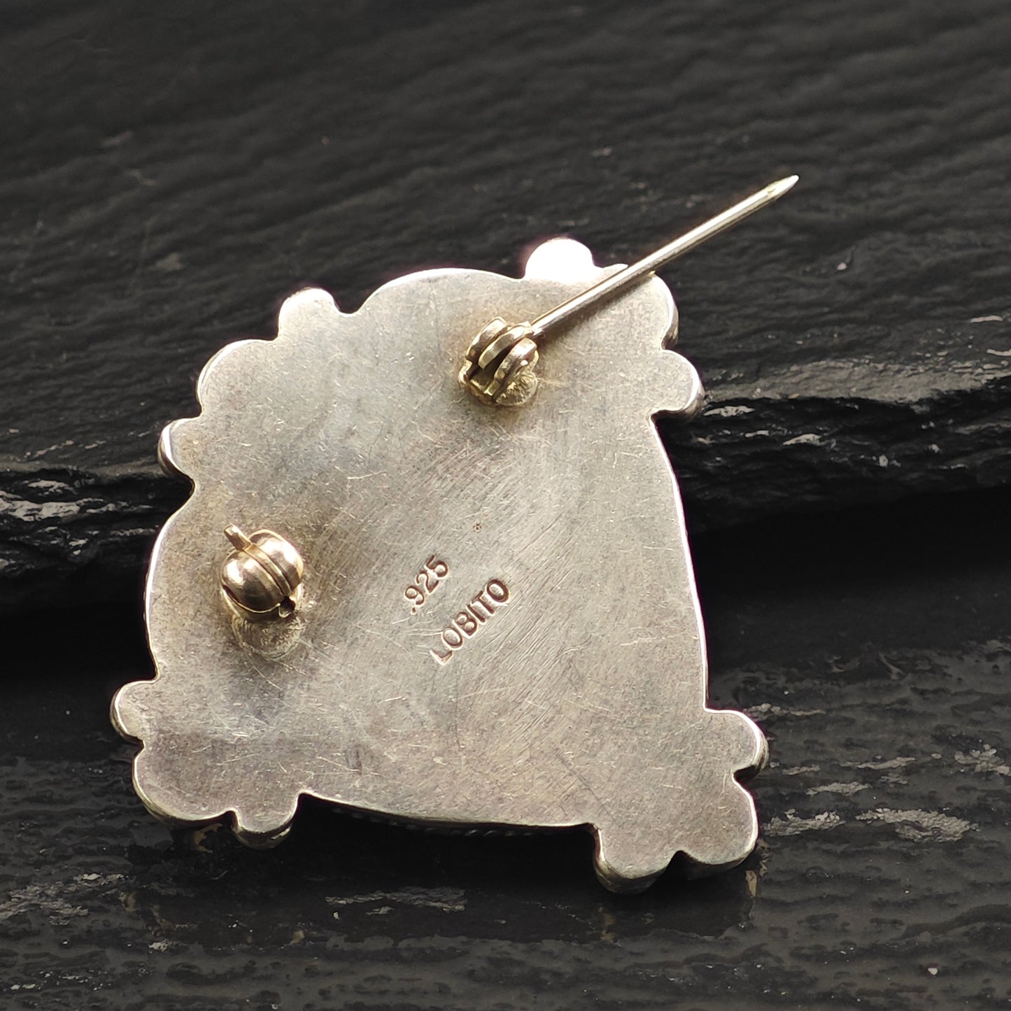 Pink Heart, Garnet Sterling Silver Brooch B2187