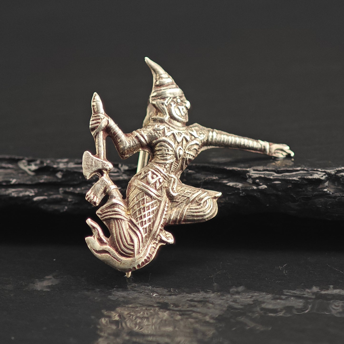 Thai Thunder God Ramasoon Sterling Silver Brooch B2189