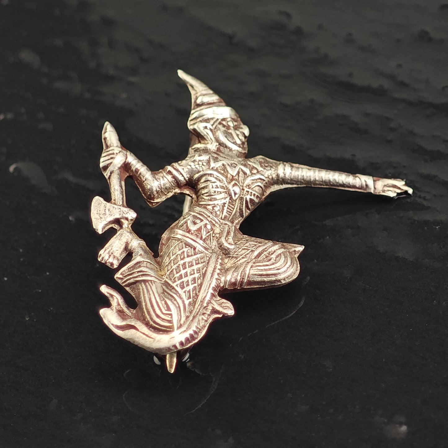 Thai Thunder God Ramasoon Sterling Silver Brooch B2189