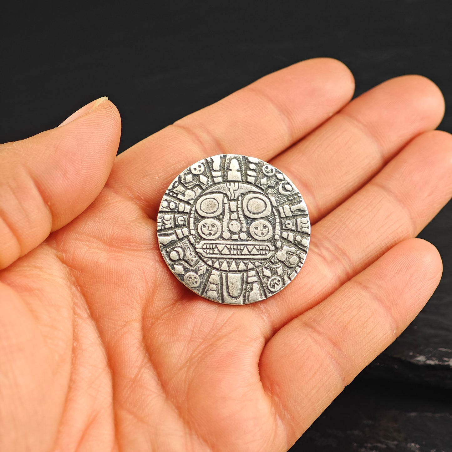 Echenique Sun Sterling Silver Brooch Pendant  B2190