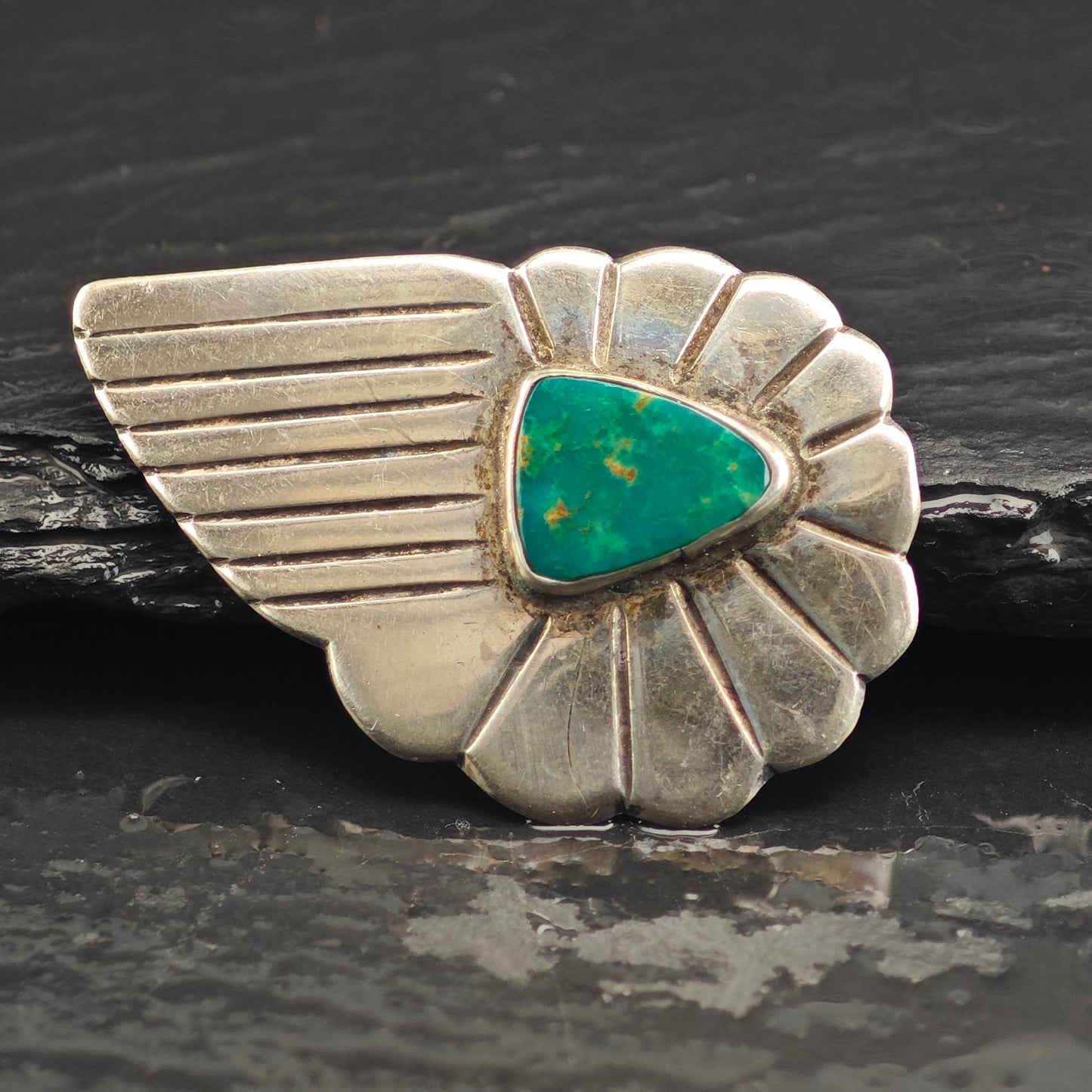 Green Turquoise Sterling Silver Brooch B2192