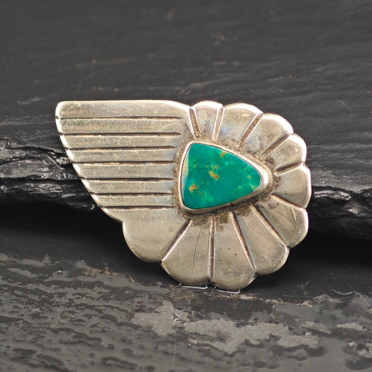 Green Turquoise Sterling Silver Brooch B2192