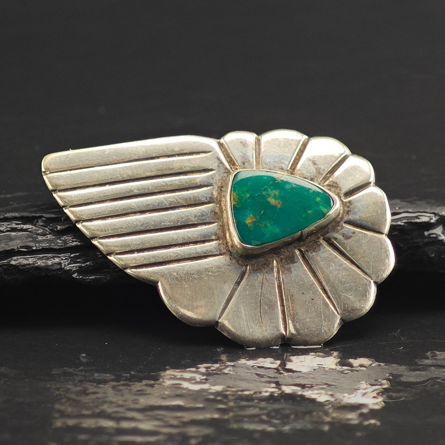 Green Turquoise Sterling Silver Brooch B2192