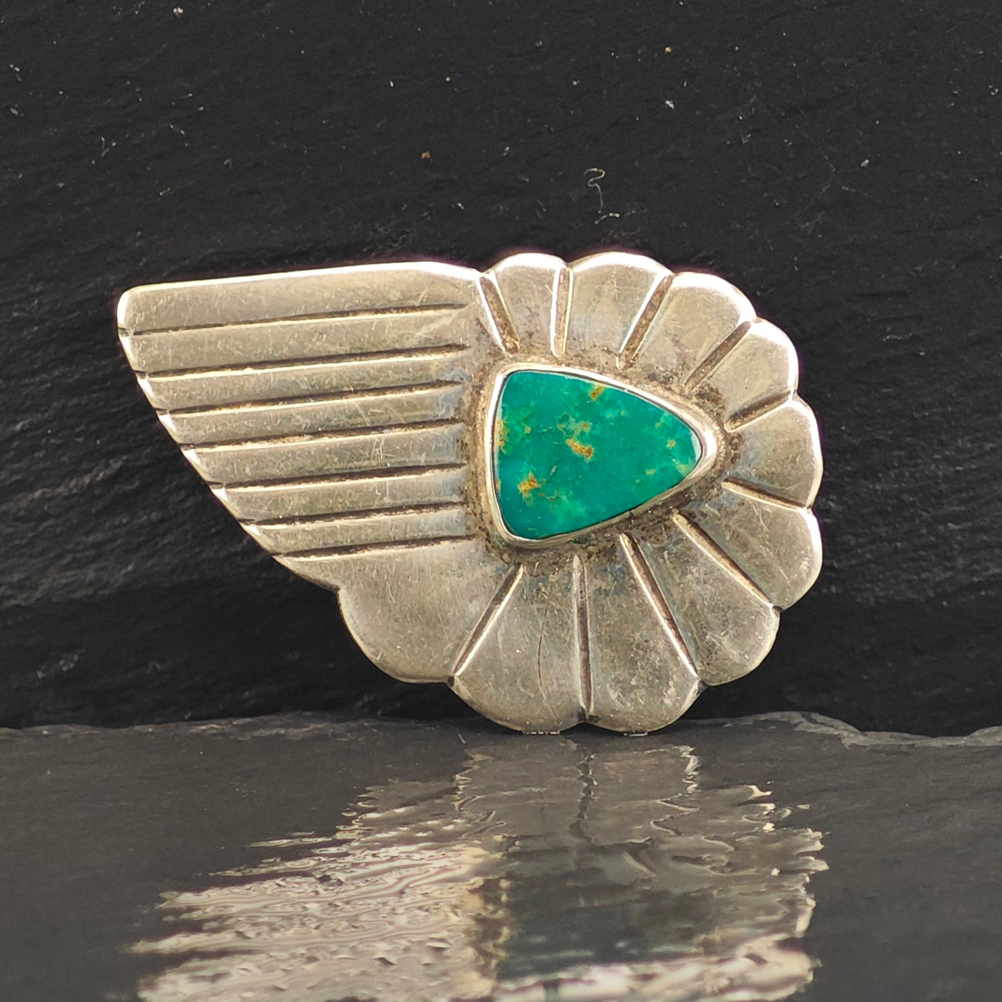 Green Turquoise Sterling Silver Brooch B2192