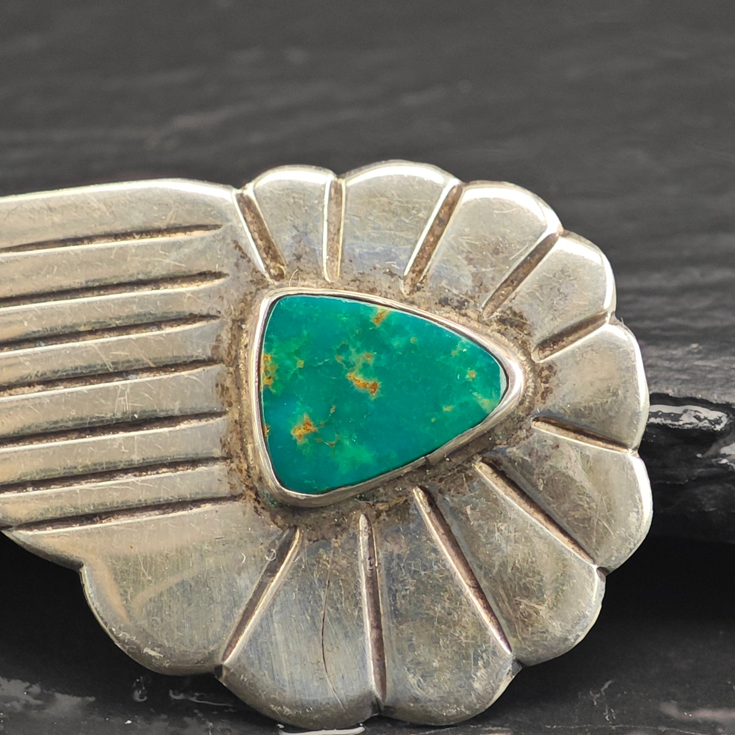 Green Turquoise Sterling Silver Brooch B2192