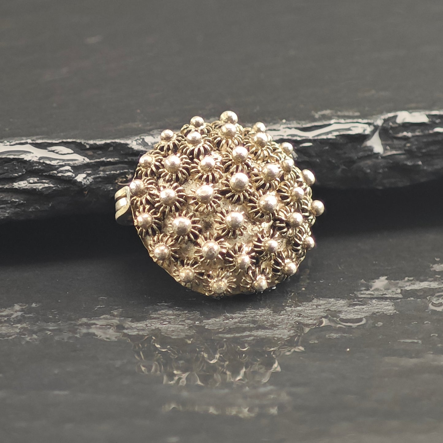 Domed Filigree, Art Deco Sterling Silver Brooch B2193