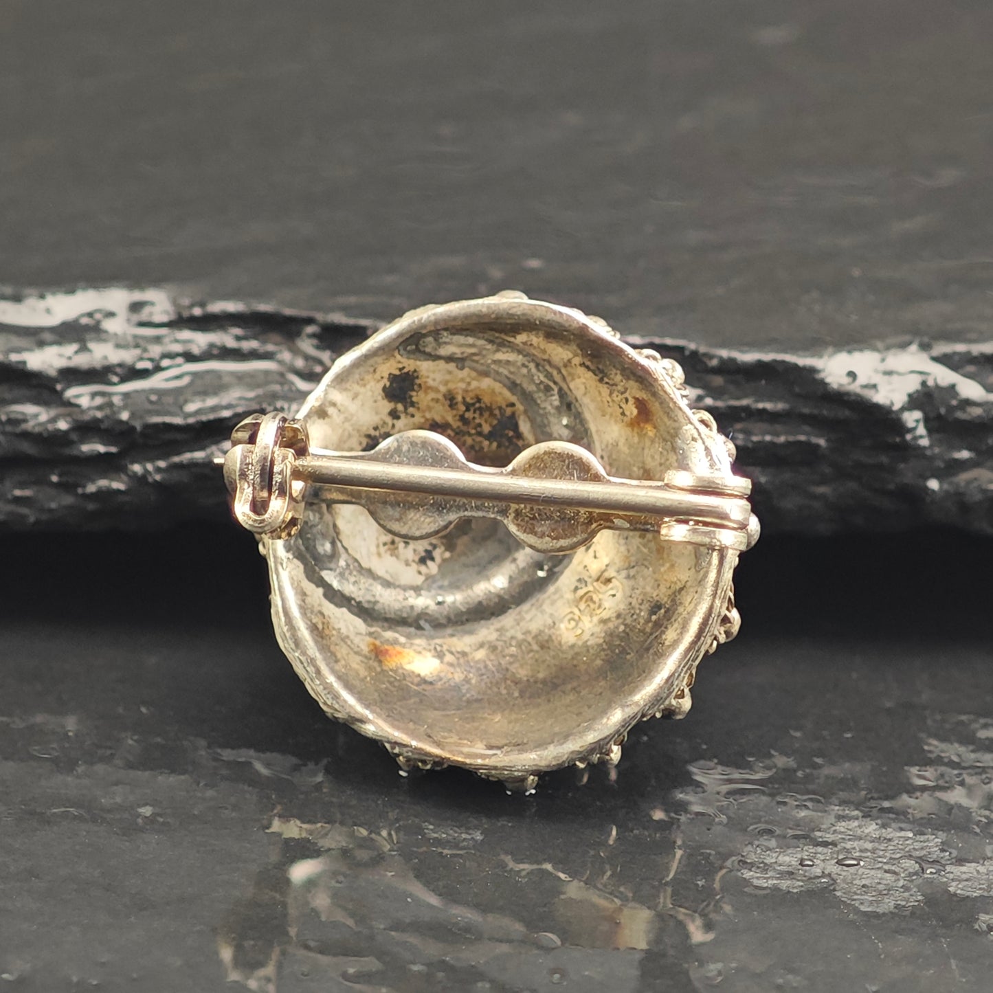 Domed Filigree, Art Deco Sterling Silver Brooch B2193