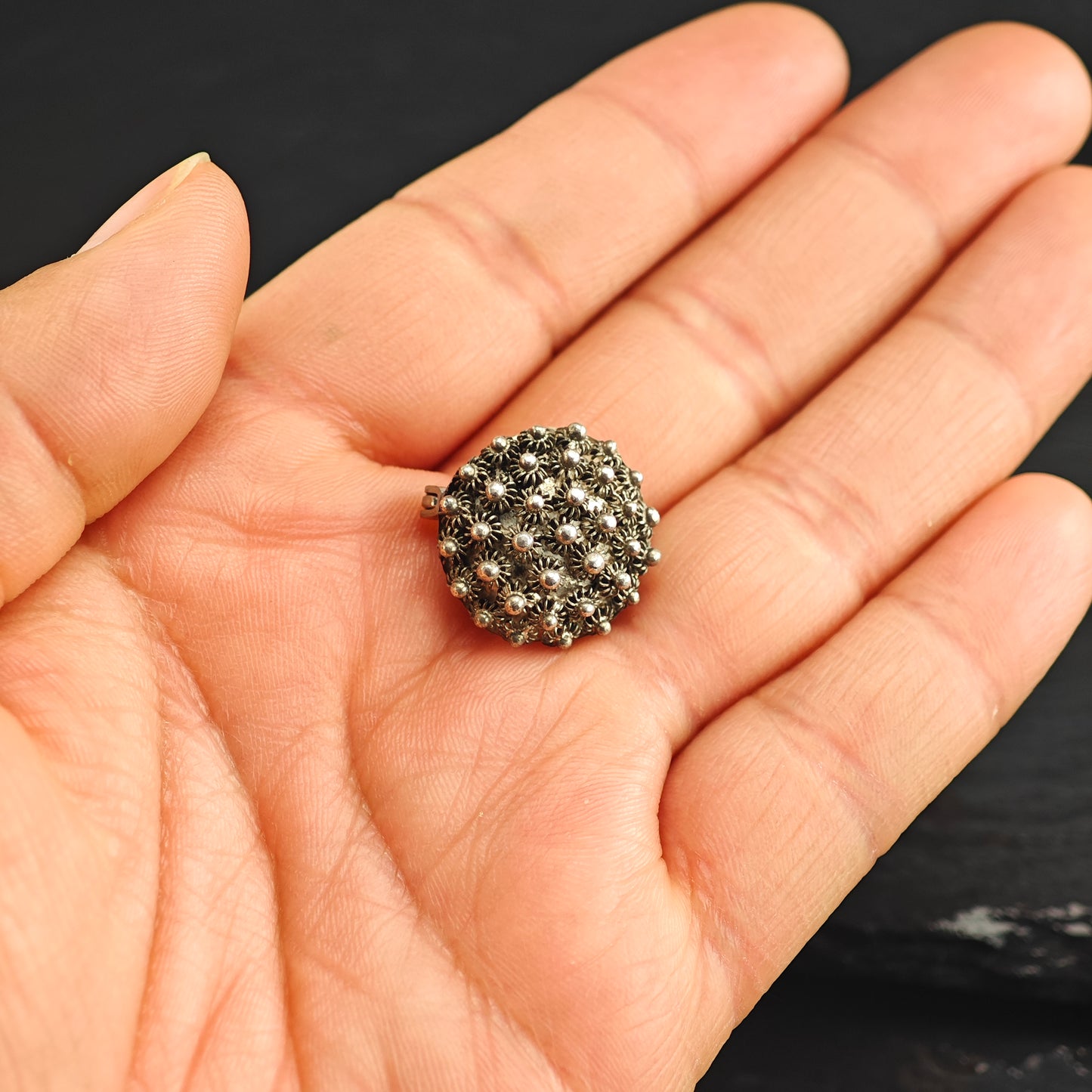 Domed Filigree, Art Deco Sterling Silver Brooch B2193