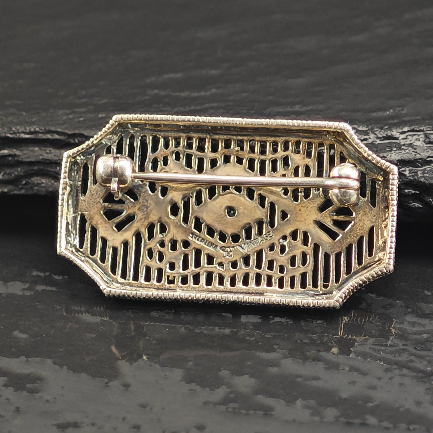 Art Deco, Diamond Sterling Silver Brooch B2195