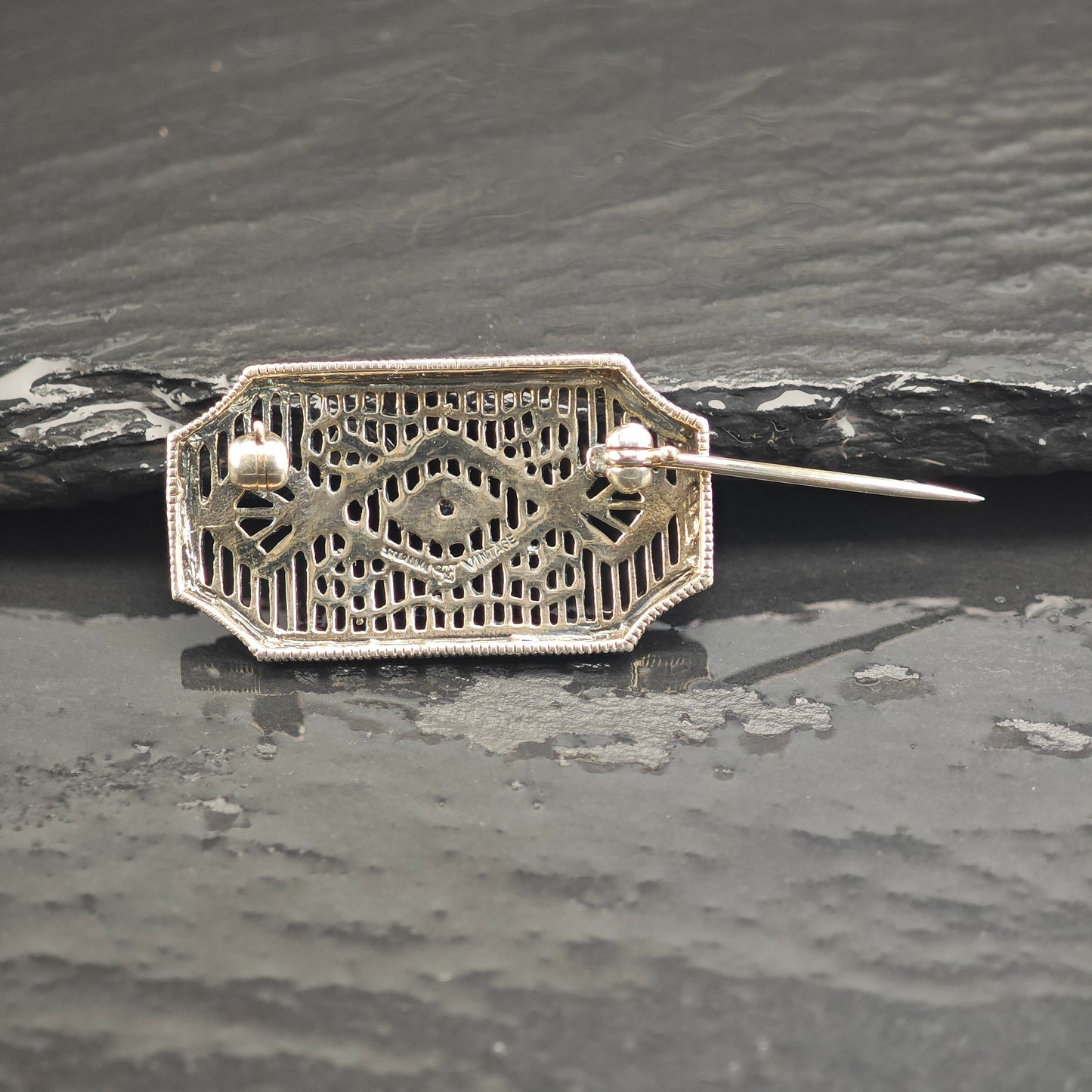 Art Deco, Diamond Sterling Silver Brooch B2195