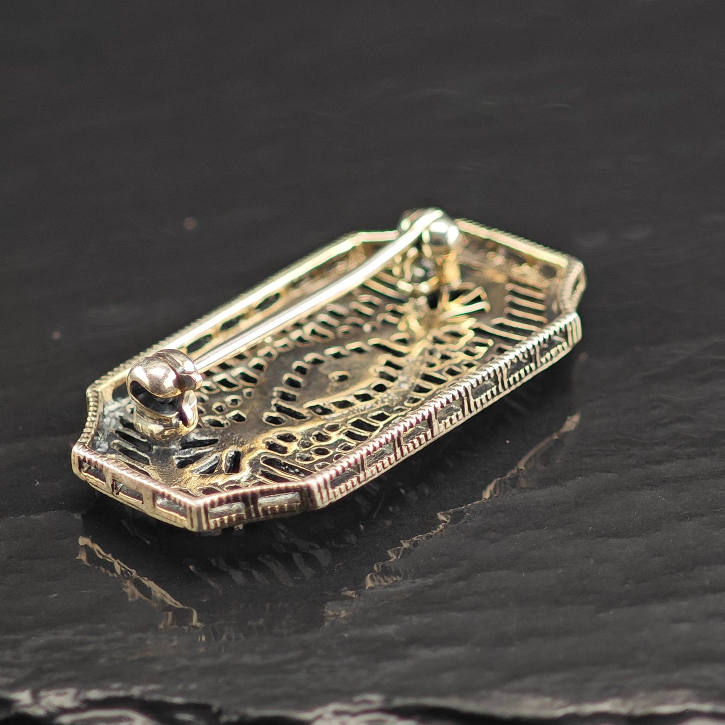 Art Deco, Diamond Sterling Silver Brooch B2195