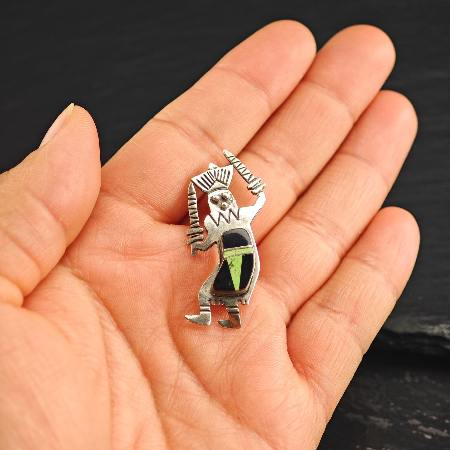 Navajo, Kachina Sterling Silver Brooch Pendant B2197