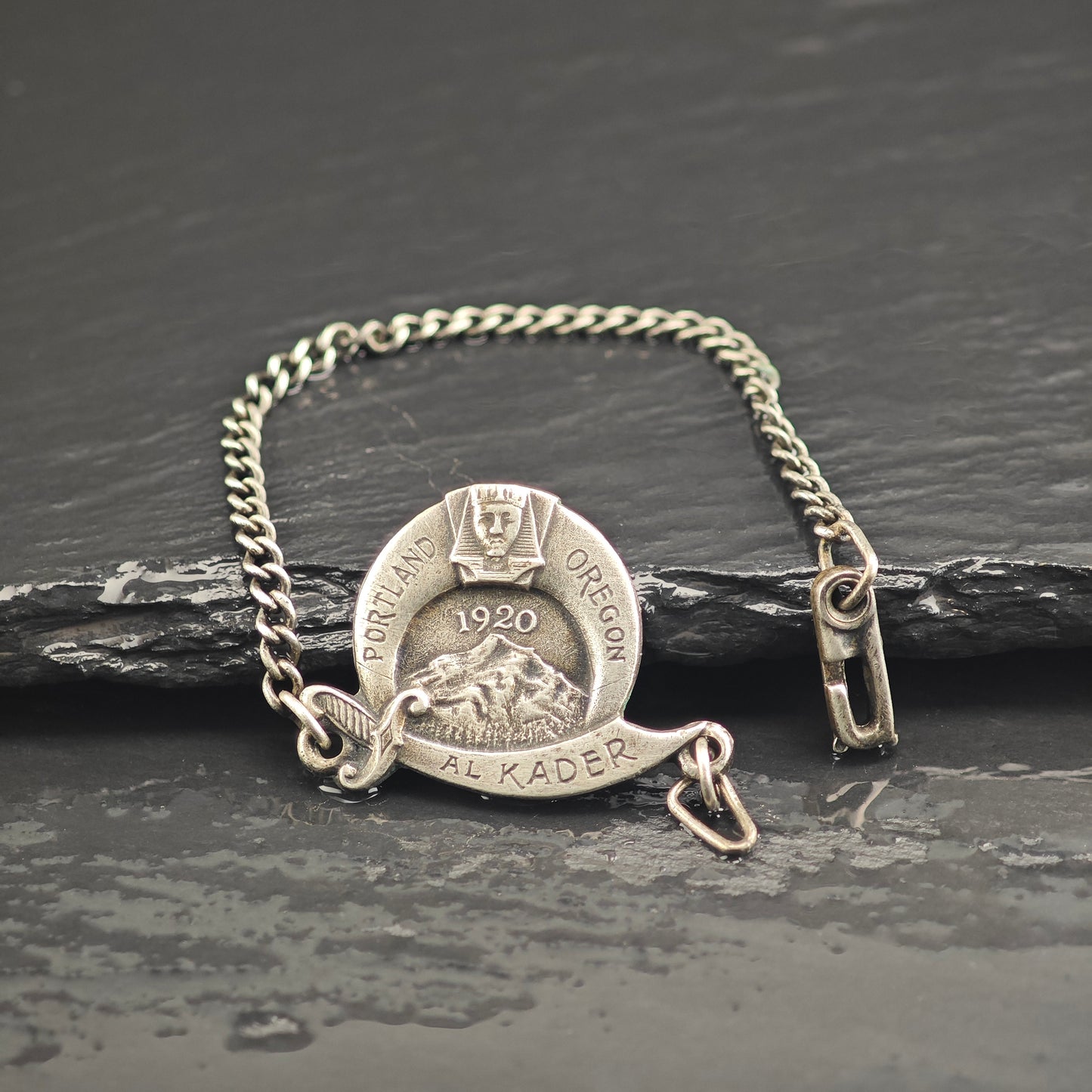 Art Deco Egyptian Revival, Sterling Silver Shriners Tag  B2198