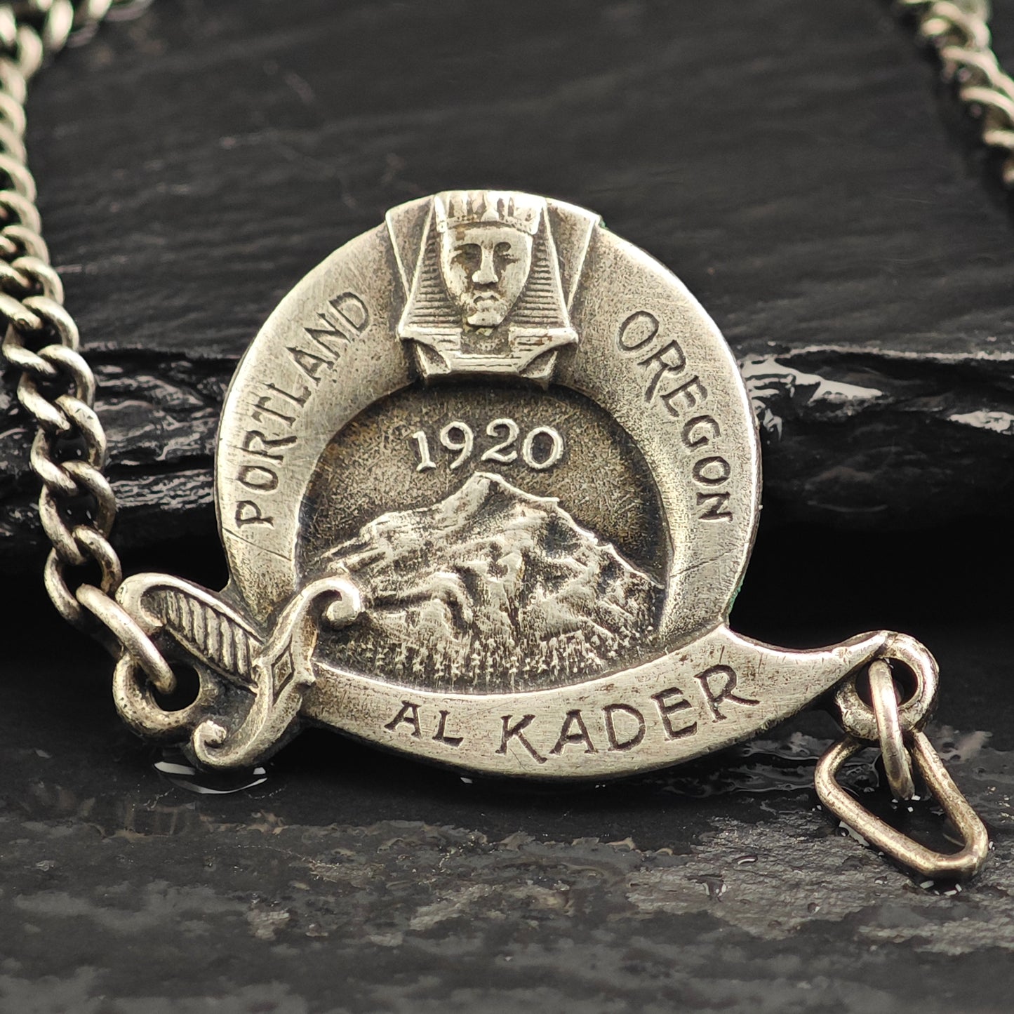 Art Deco Egyptian Revival, Sterling Silver Shriners Tag  B2198