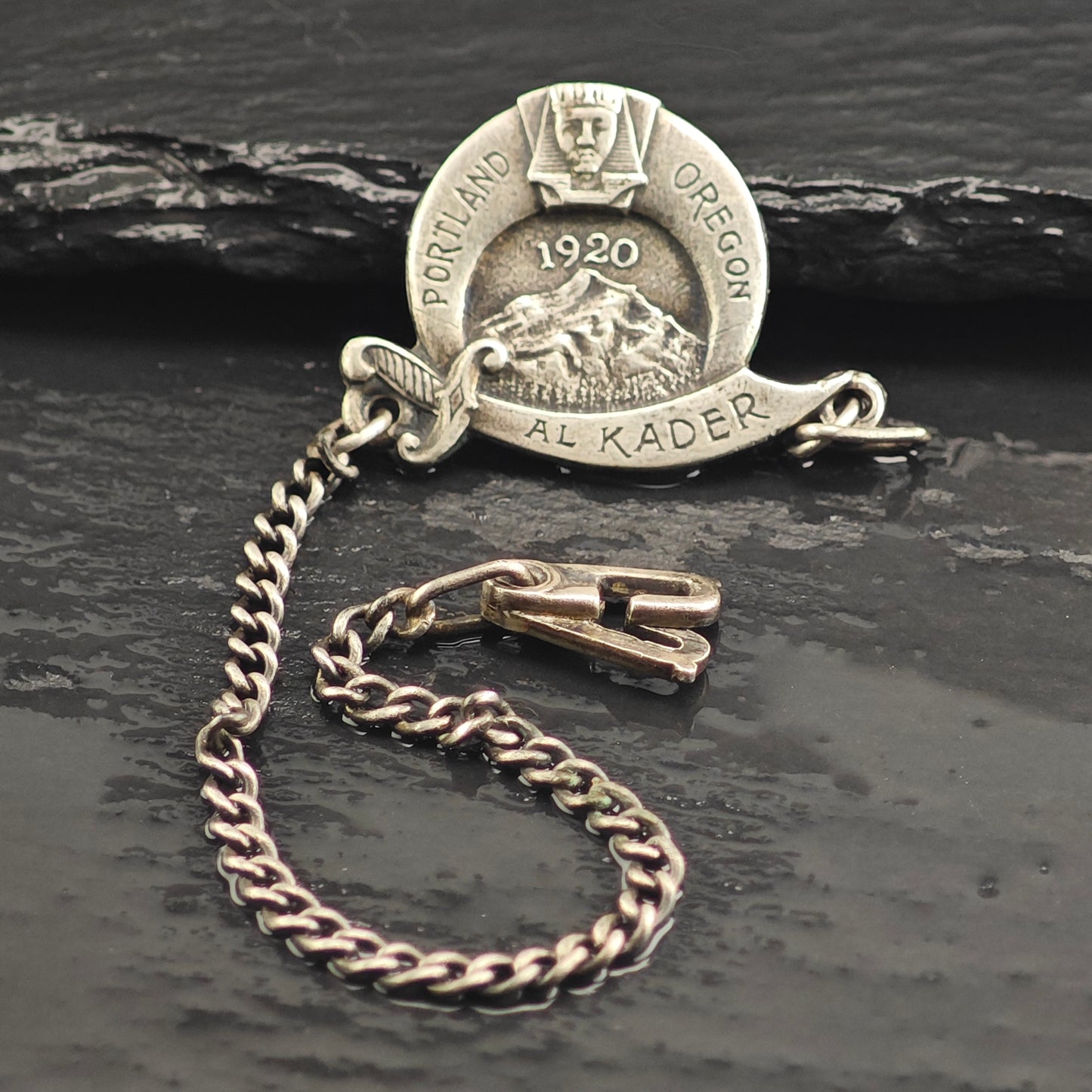 Art Deco Egyptian Revival, Sterling Silver Shriners Tag  B2198