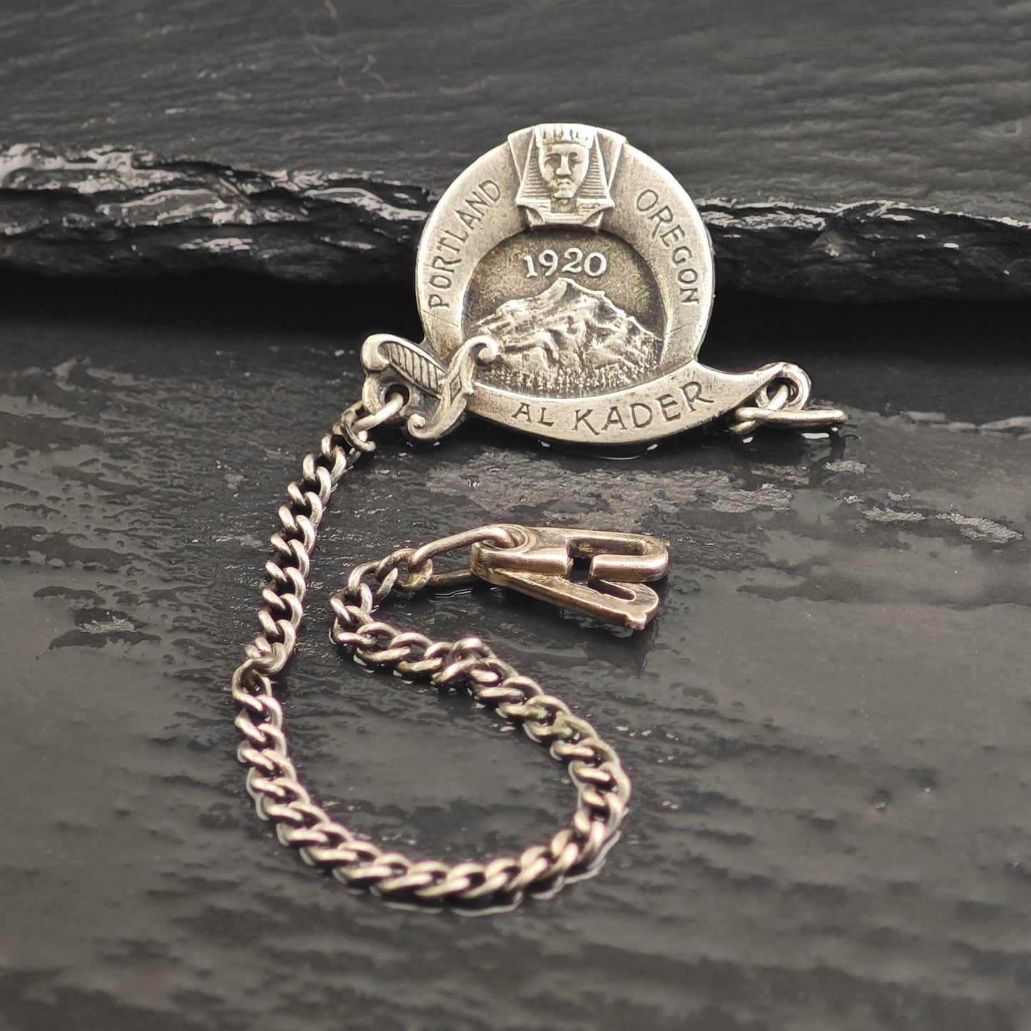 Art Deco Egyptian Revival, Sterling Silver Shriners Tag  B2198