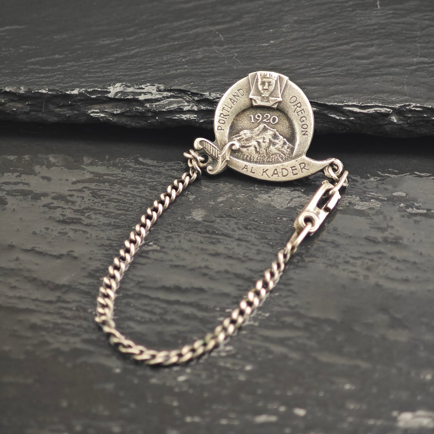 Art Deco Egyptian Revival, Sterling Silver Shriners Tag  B2198