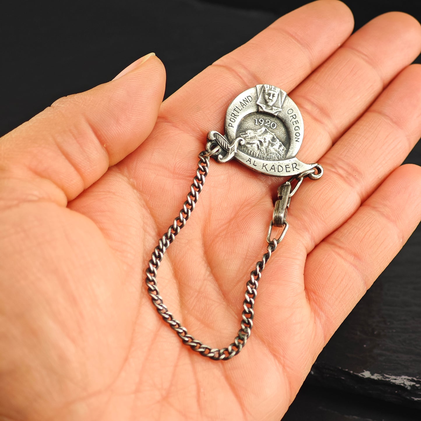 Art Deco Egyptian Revival, Sterling Silver Shriners Tag  B2198