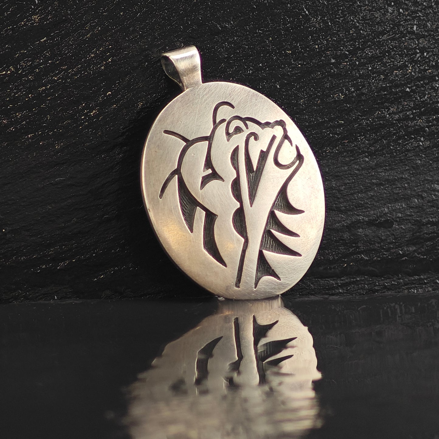 Hopi Overlay Bear Animal Sterling Silver Pendant P2989