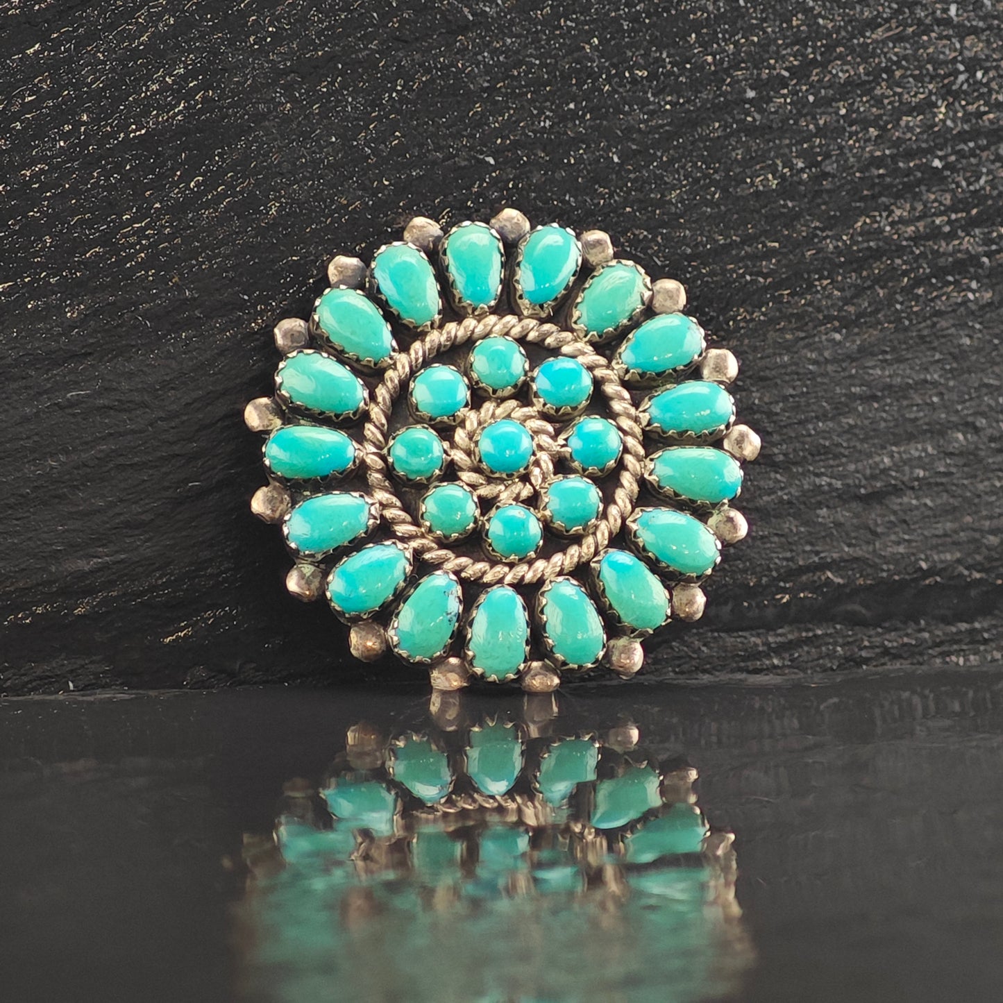 SW Turquoise Cluster Sterling Silver Pendant & Brooch P2990