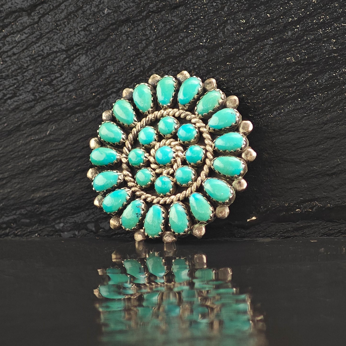 SW Turquoise Cluster Sterling Silver Pendant & Brooch P2990